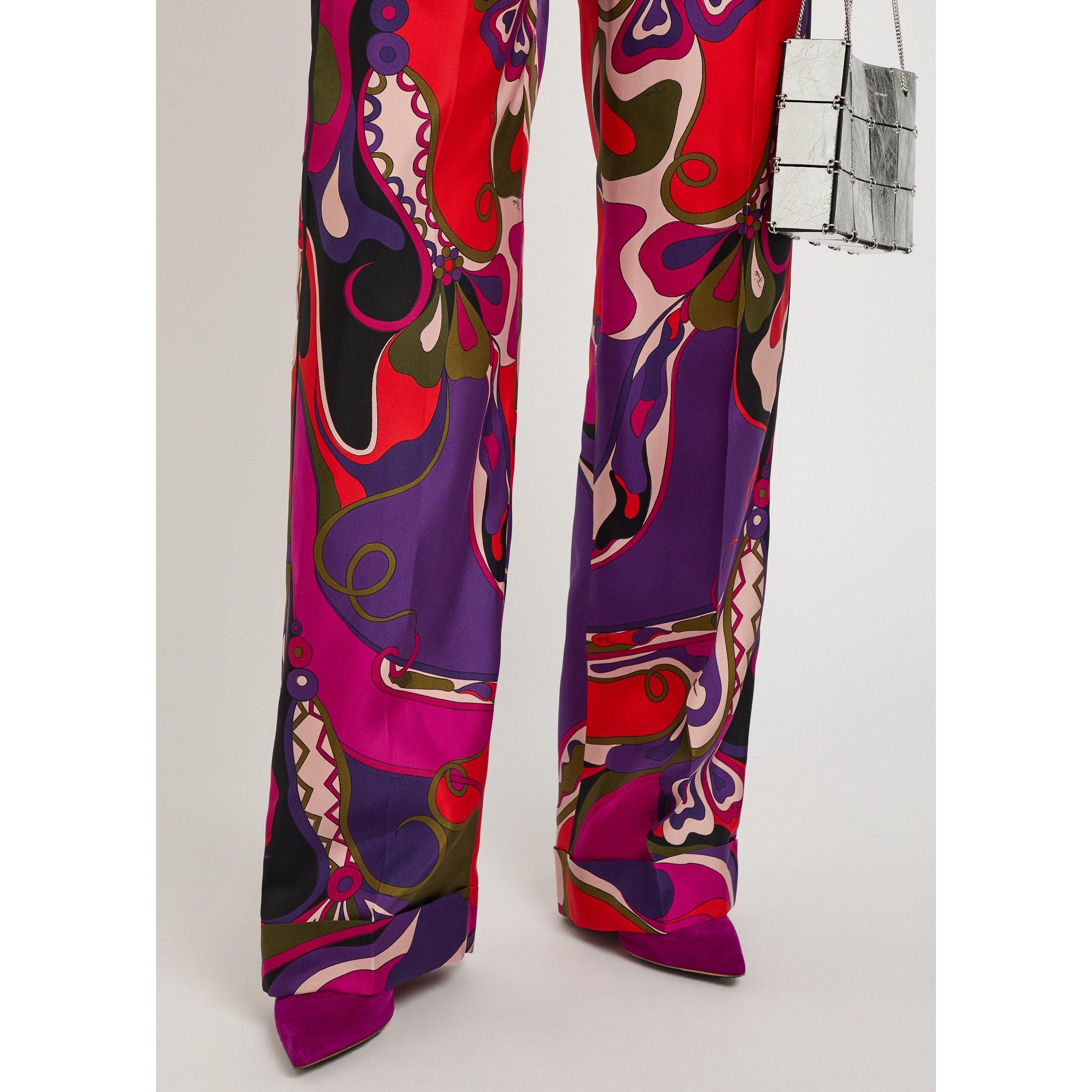 MULTICOLOURED 1 - PUCCI - Women's Silk Twill Straight Leg Trousers - 4