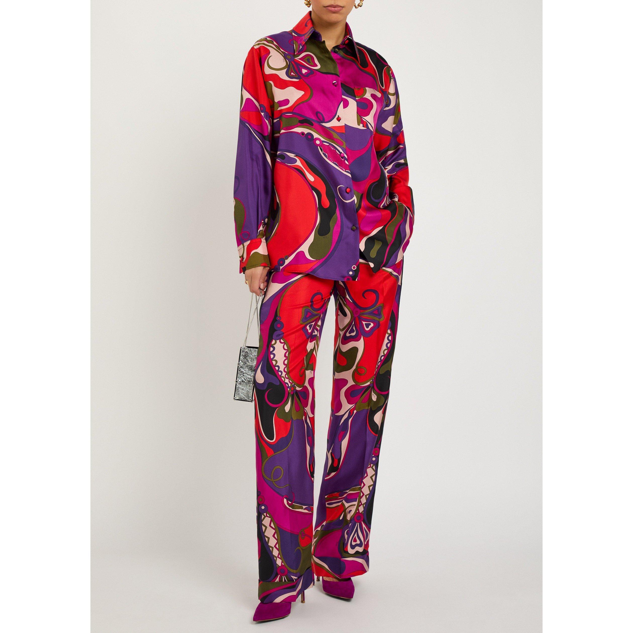 MULTICOLOURED 1 - PUCCI - Women's Silk Twill Straight Leg Trousers - 5