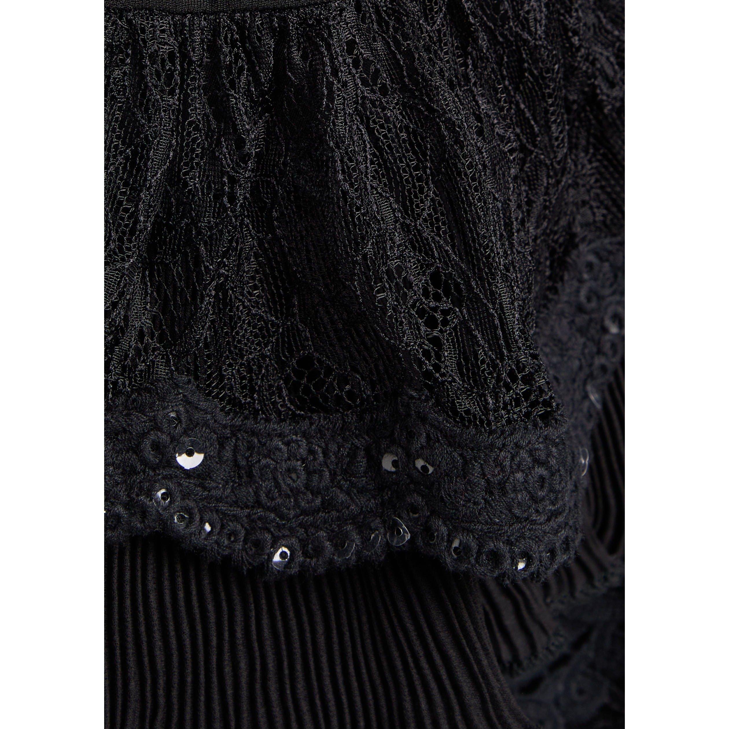 BLACK - Alice And Olivia - T DELAINA RUFLSLV CROP TOP - 4