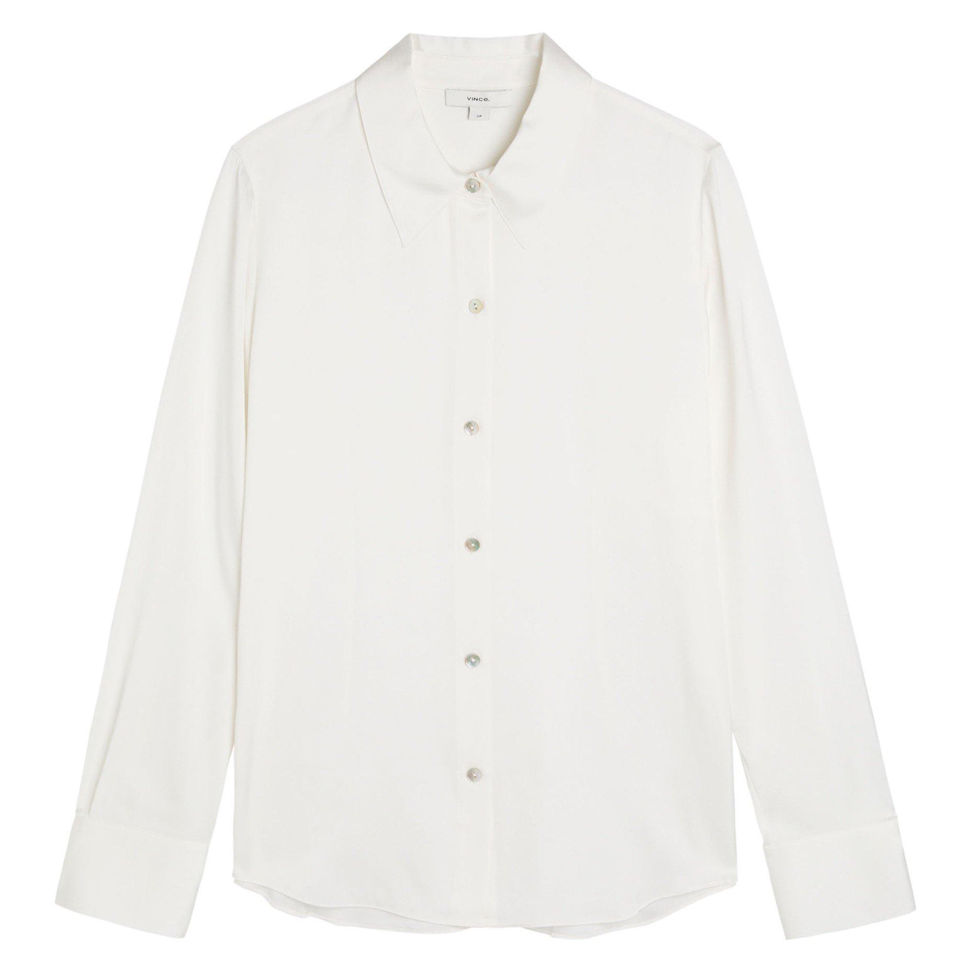 OFF WHITE - Vince - Women's Silk Long-Sleeve Slim-Fit Blouse - 1