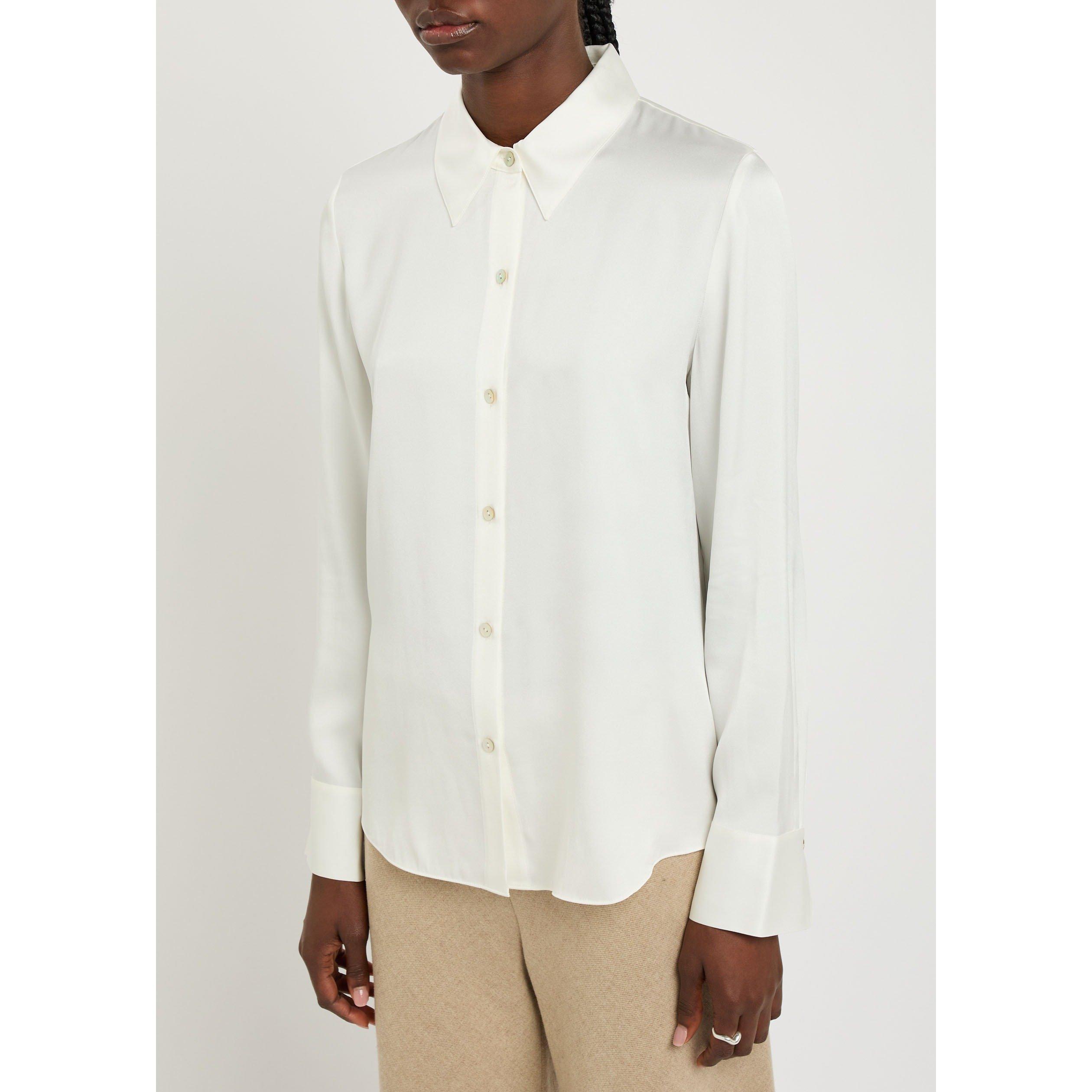 OFF WHITE - Vince - Women's Silk Long-Sleeve Slim-Fit Blouse - 2