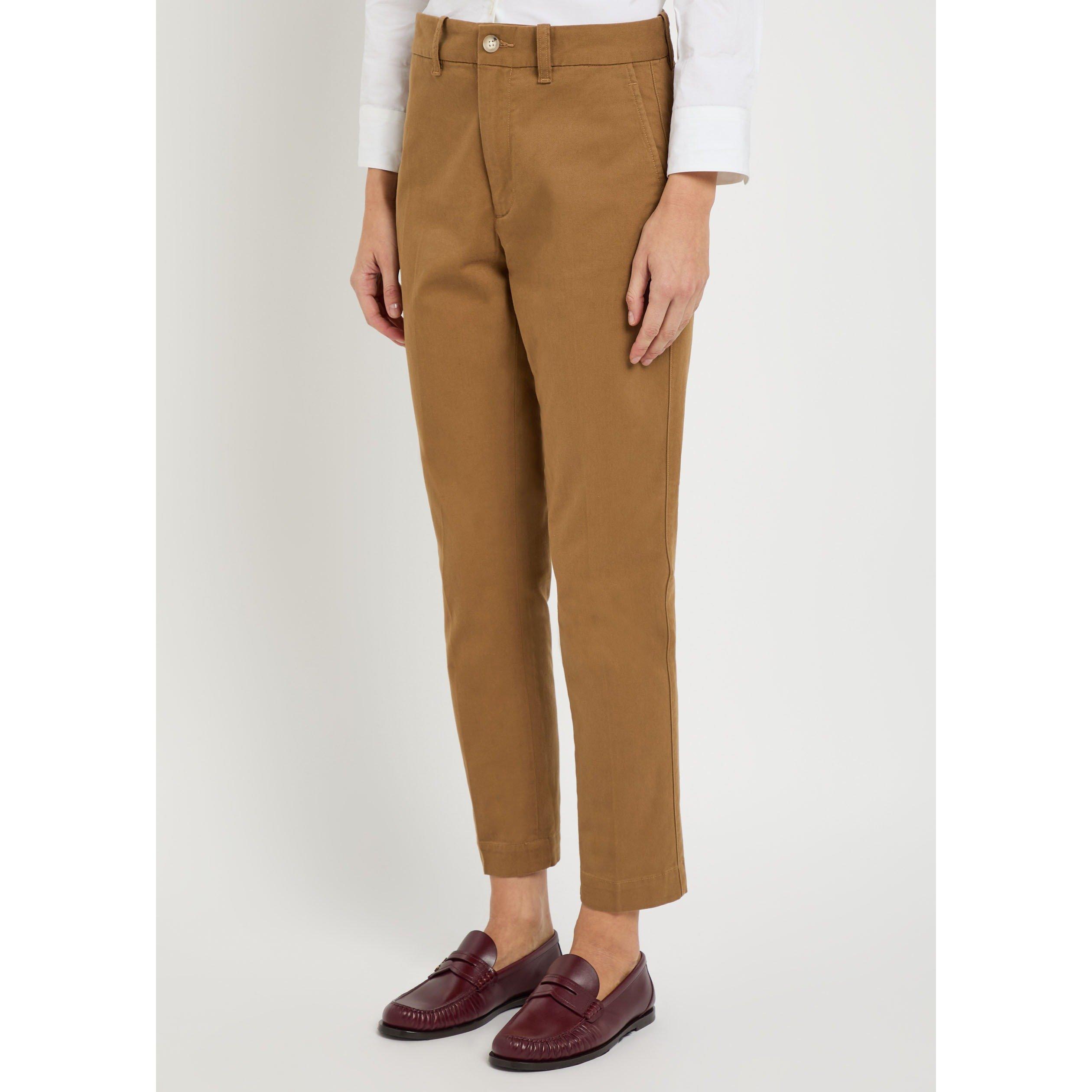 KHAKI - Polo Ralph Lauren - Women's Cotton Straight Leg Trousers - 2