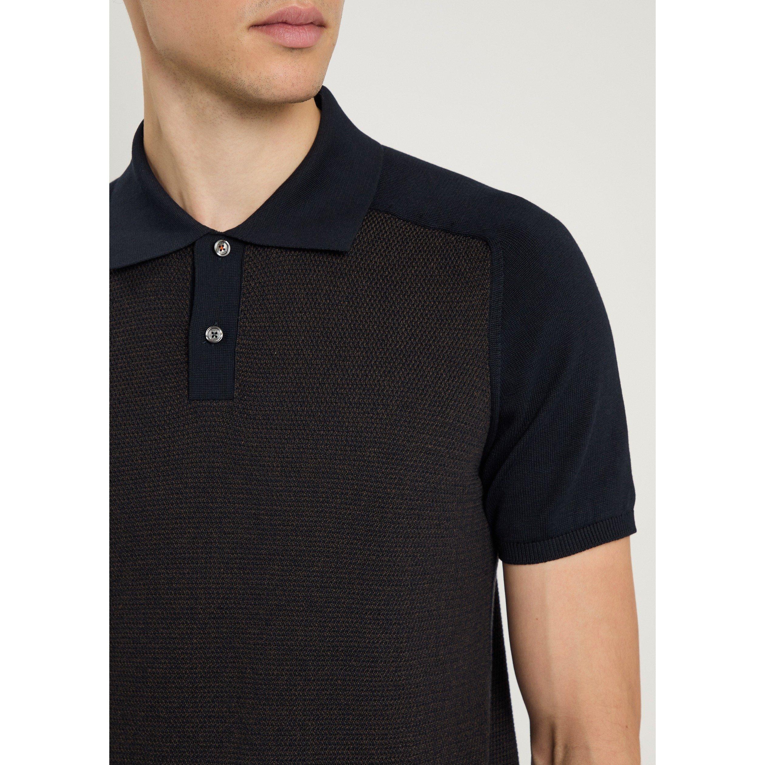 NAVY - Tods - Men's Silk Cotton Short-Sleeve Polo Shirt - 4