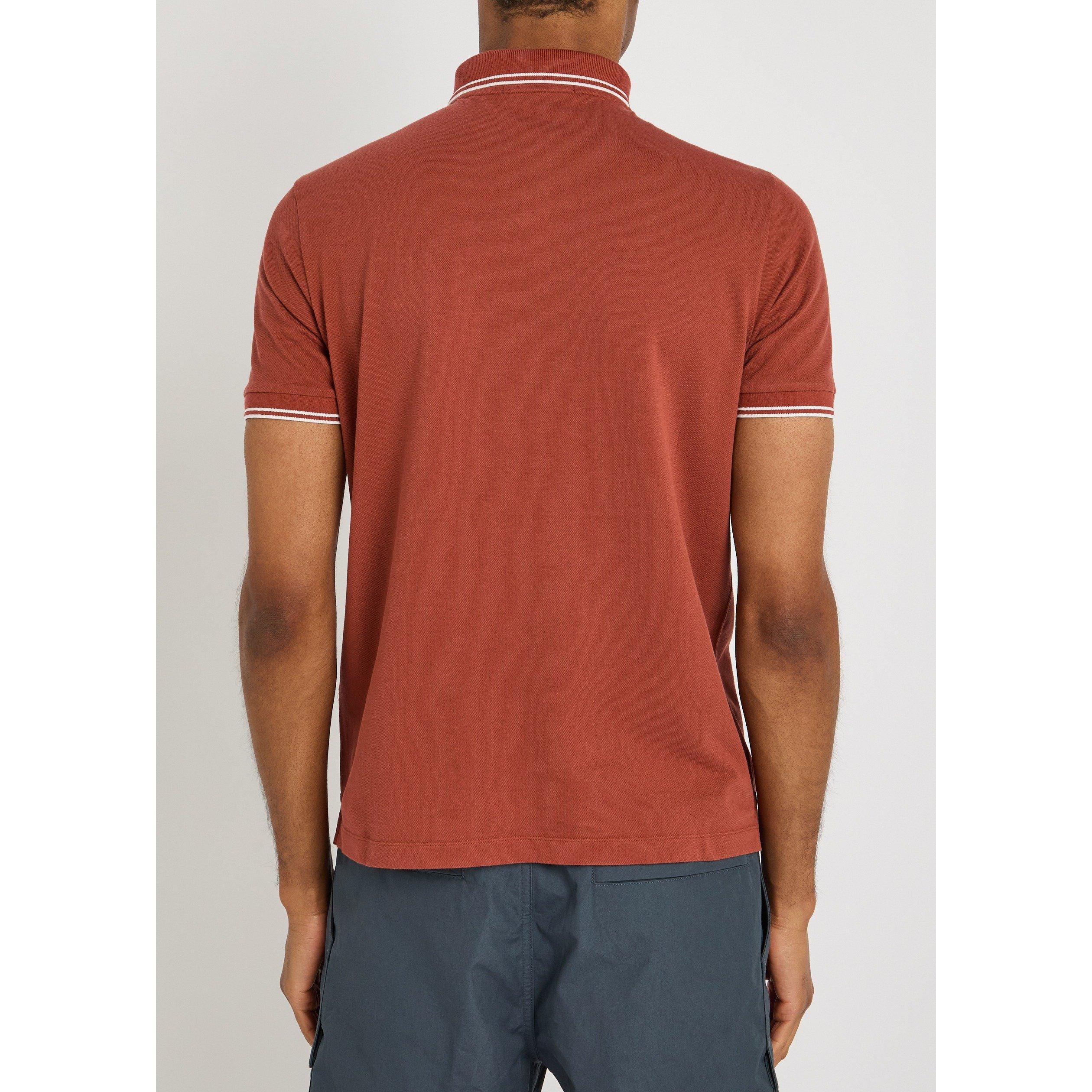 RED - Stone Island - Men's Short-Sleeve Tipped Cotton Slim-Fit Polo Shirt - 3