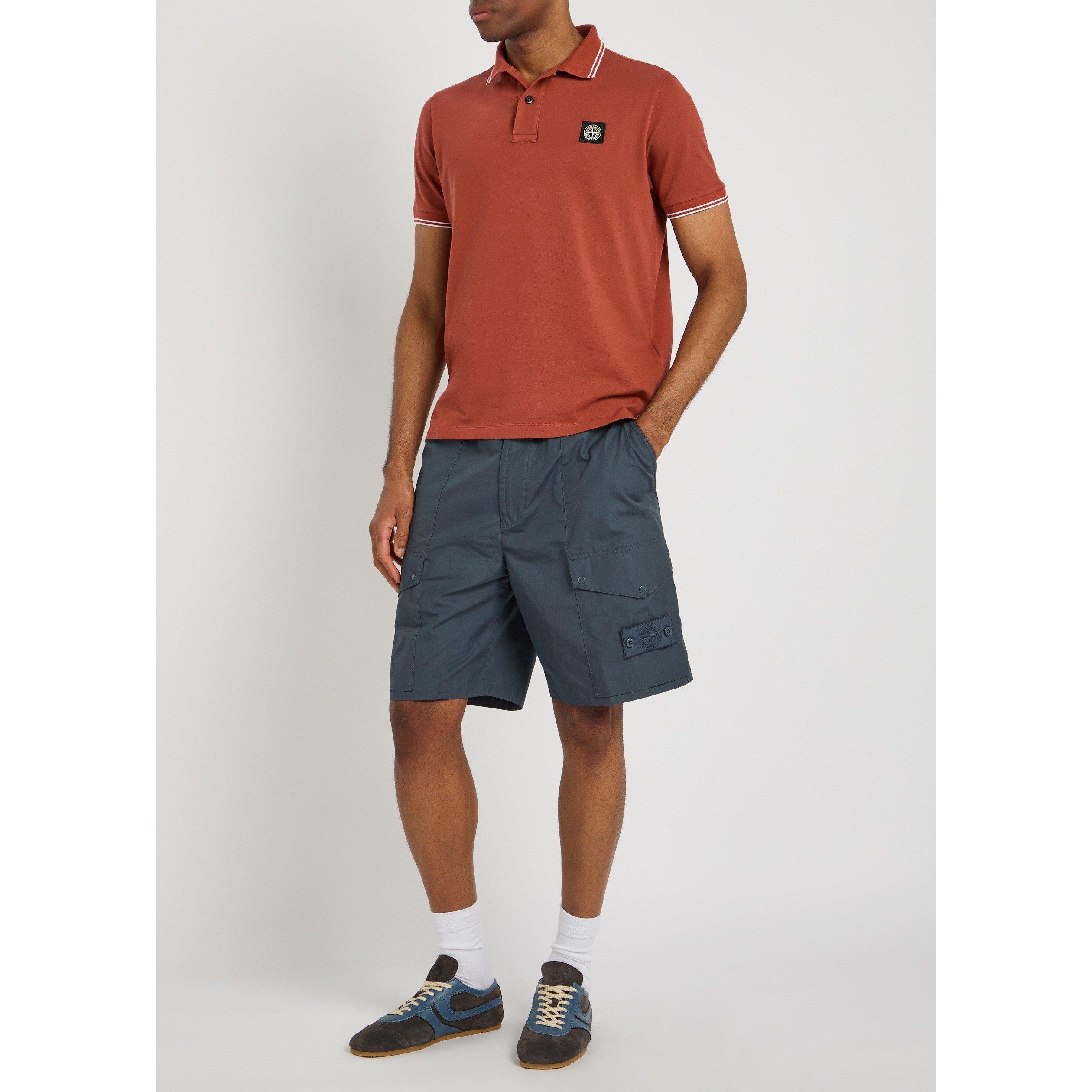 RED - Stone Island - Men's Short-Sleeve Tipped Cotton Slim-Fit Polo Shirt - 5