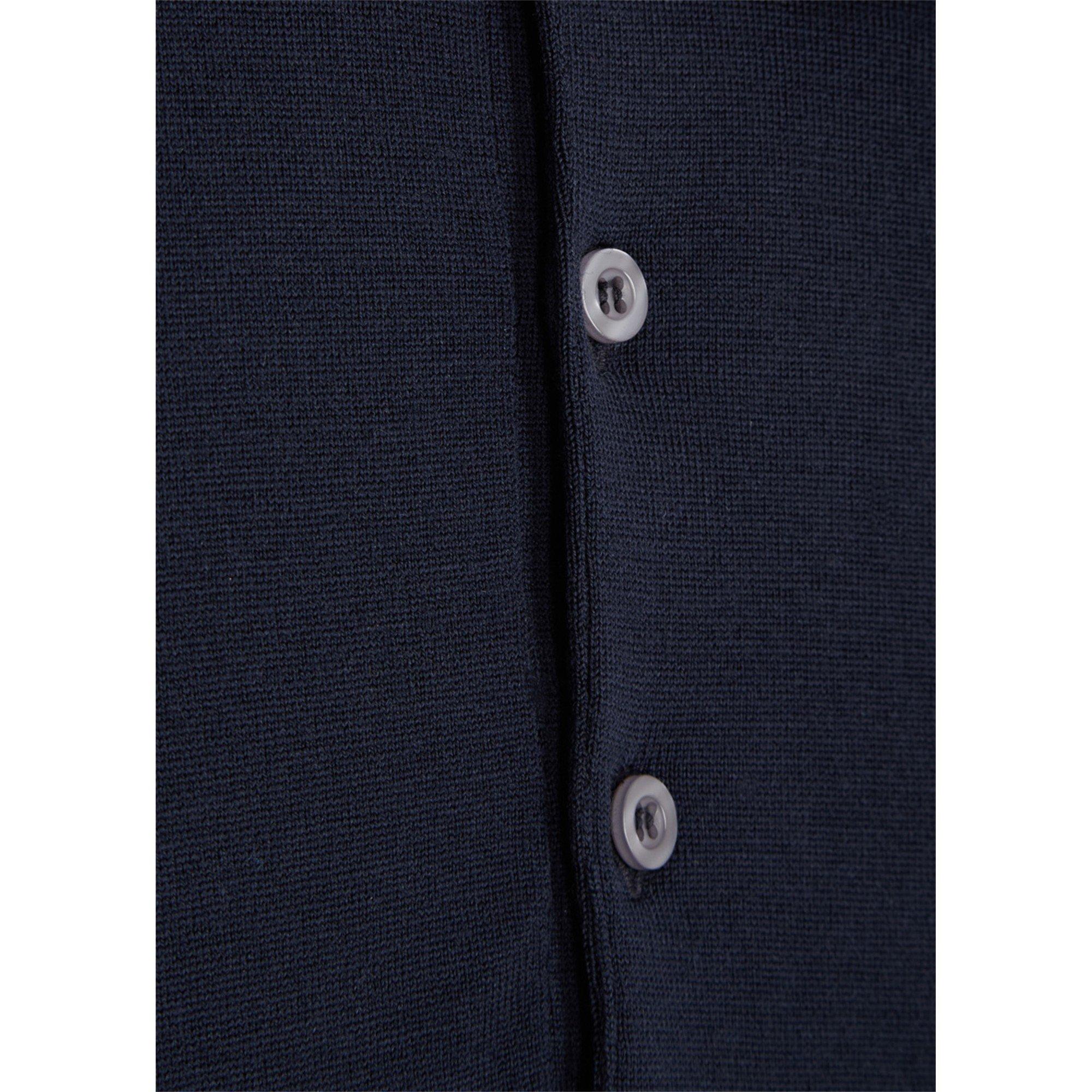 NAVY - John Smedley - Men's Long-Sleeve Merino Wool Slim-Fit Polo Shirt - 4