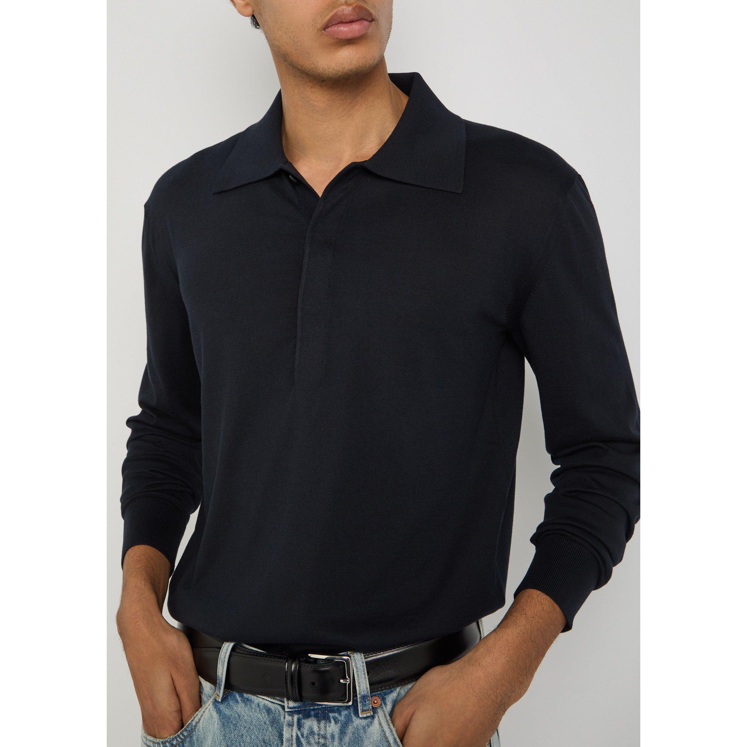 DARK BLUE - Saint Laurent - YSL POLO MANCHES LONGUES - 4