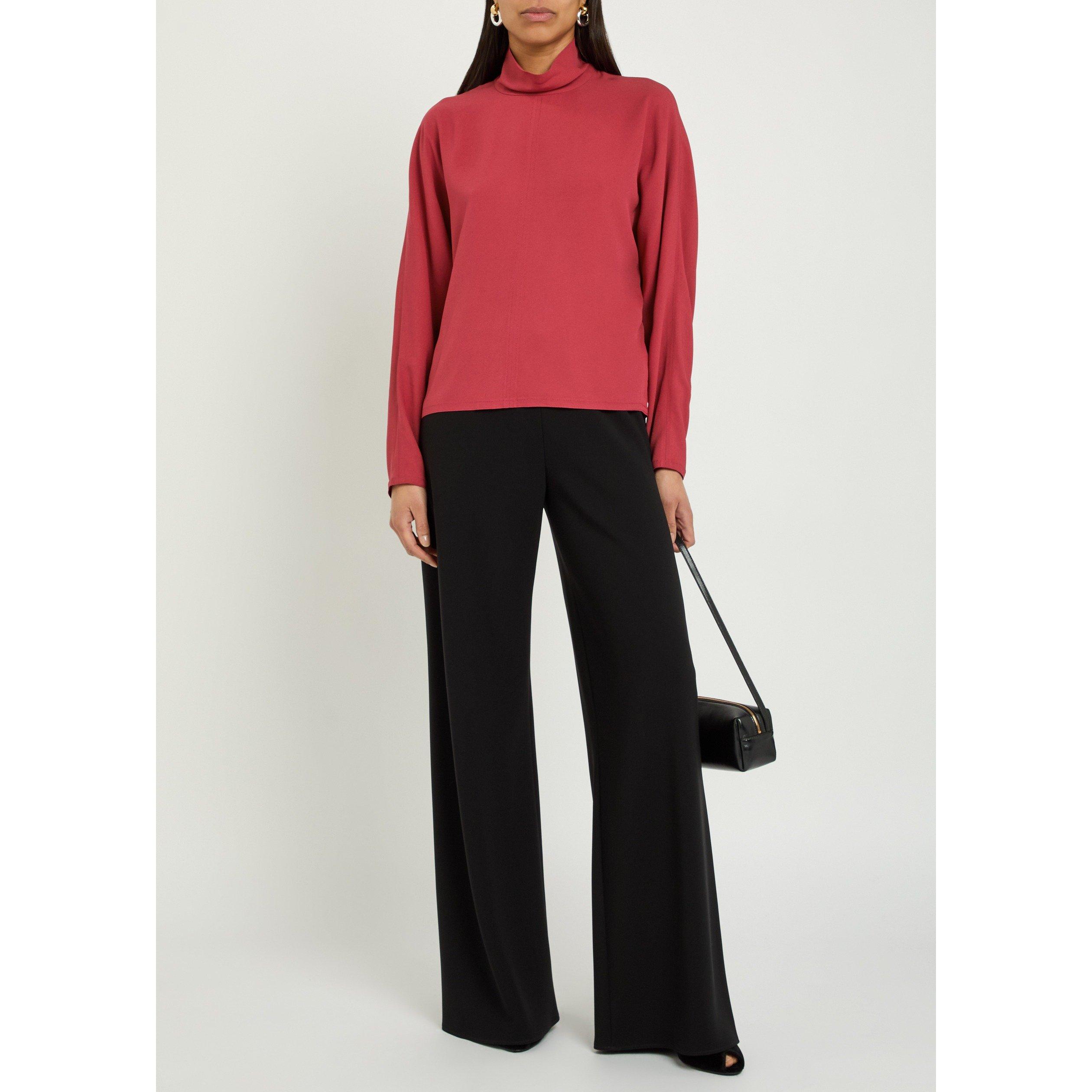 DARK PINK - Joseph - Women's Buick High-Neck Crepe Blouse - 5