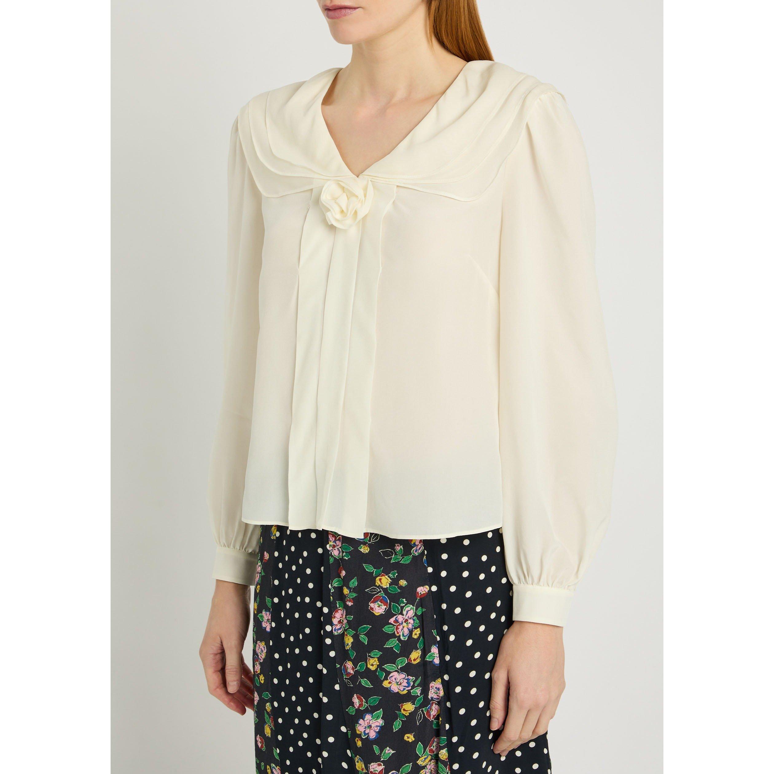 IVORY - RIXO - Women's Emelin Silk Long-Sleeve Blouse - 2