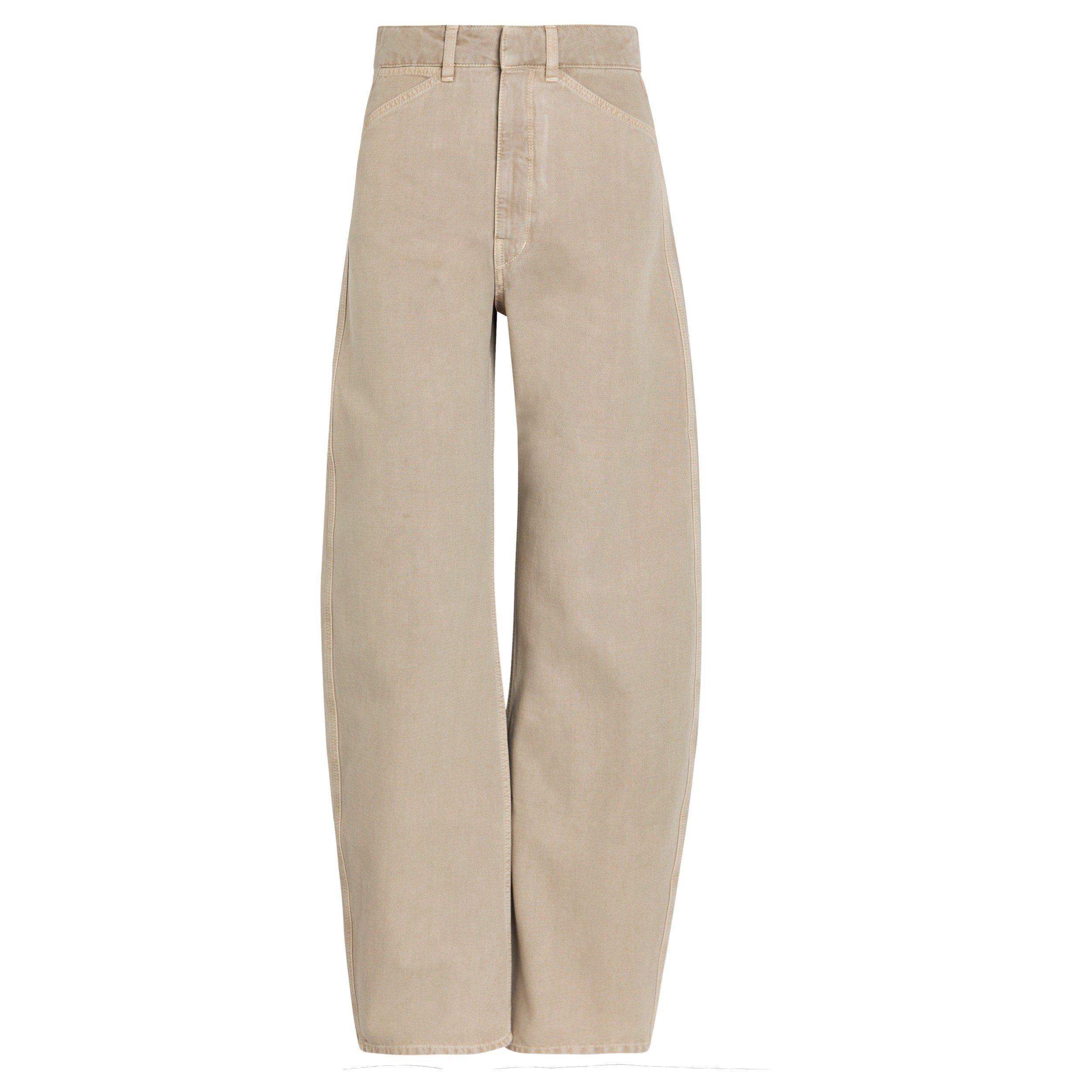 NATURAL - Lemaire - Women's Cotton Barrel Leg High-Waisted Trousers - 1