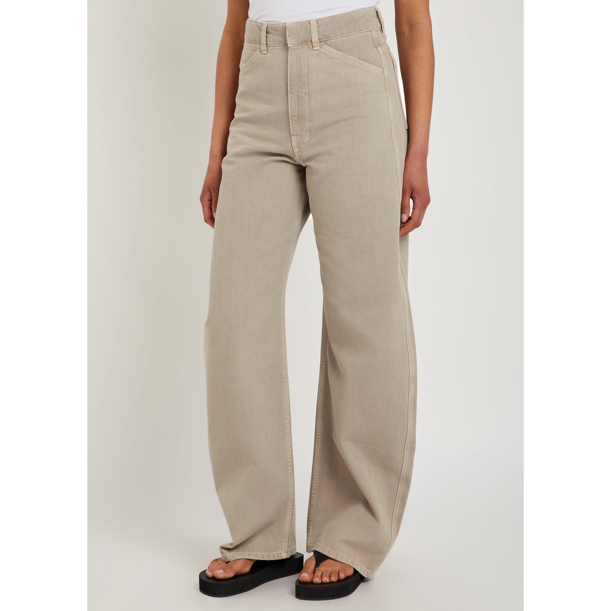 NATURAL - Lemaire - Women's Cotton Barrel Leg High-Waisted Trousers - 2
