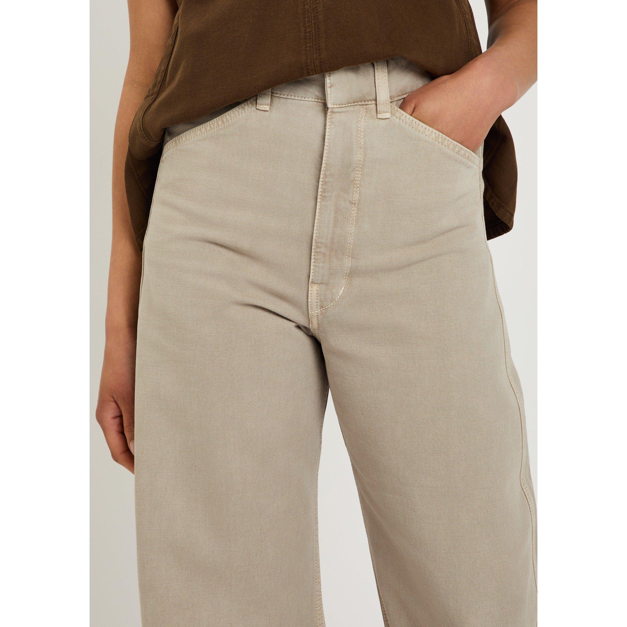 NATURAL - Lemaire - Women's Cotton Barrel Leg High-Waisted Trousers - 4