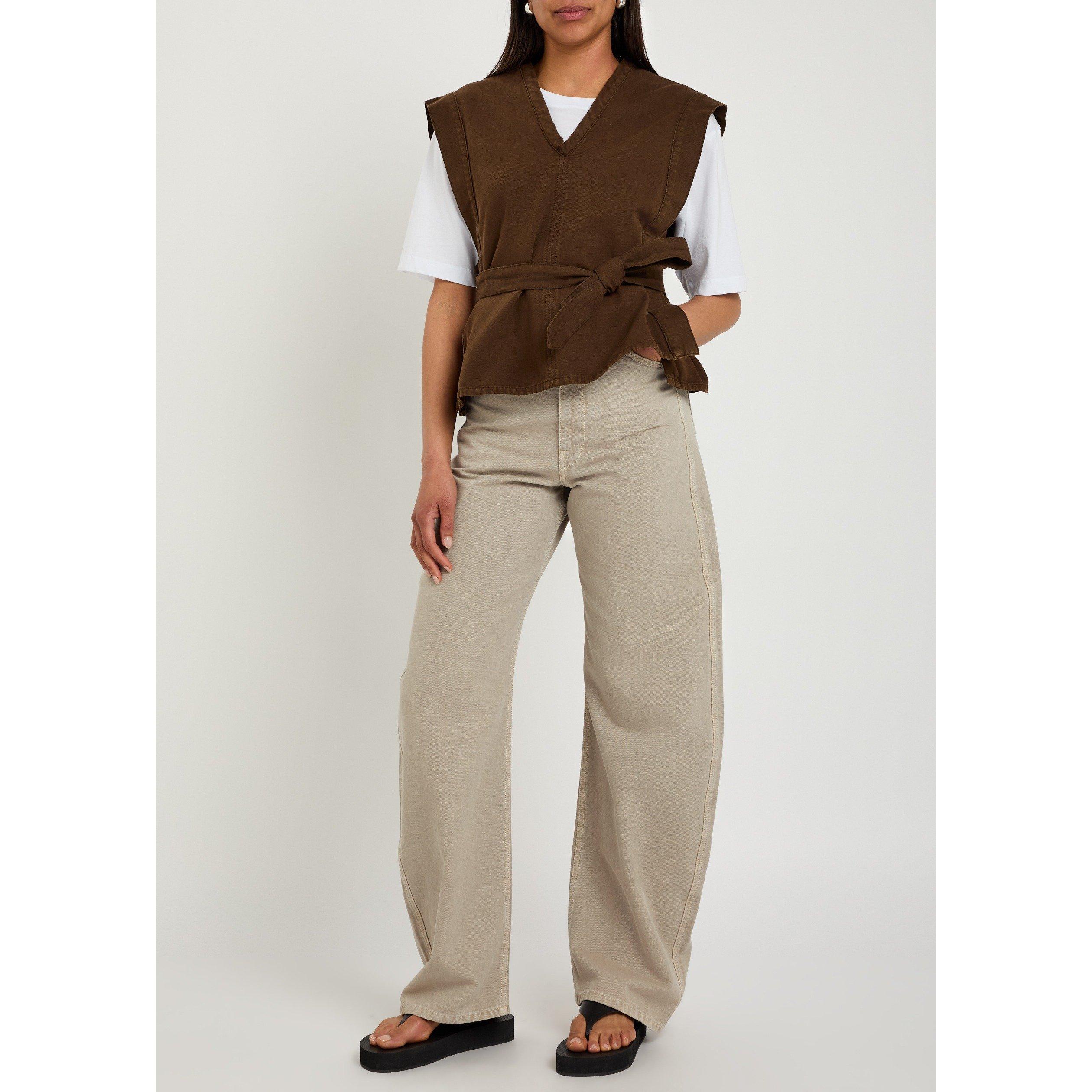 NATURAL - Lemaire - Women's Cotton Barrel Leg High-Waisted Trousers - 5
