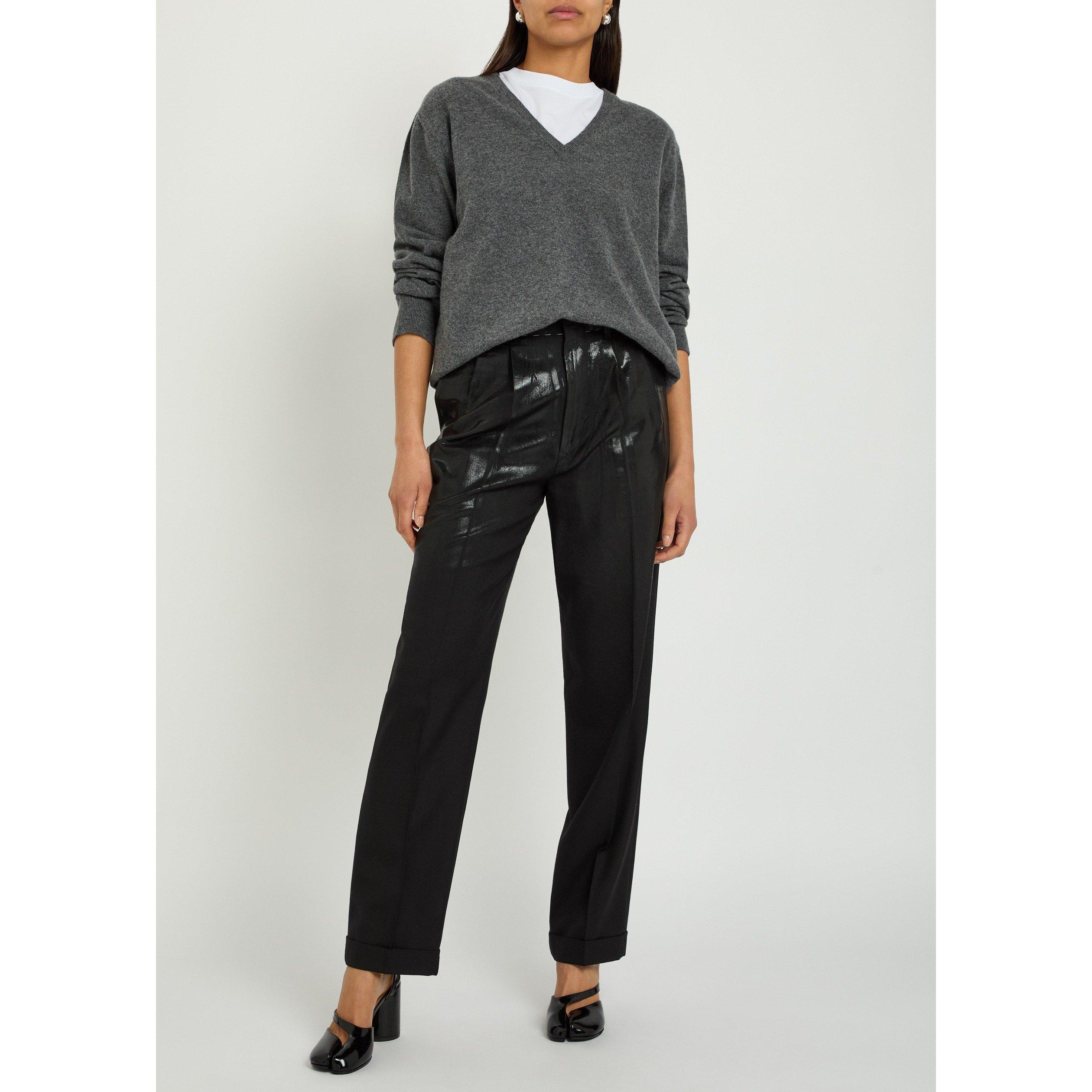 BLACK - Maison Margiela - COATED STRAIGHT LEG TROUSER - 5