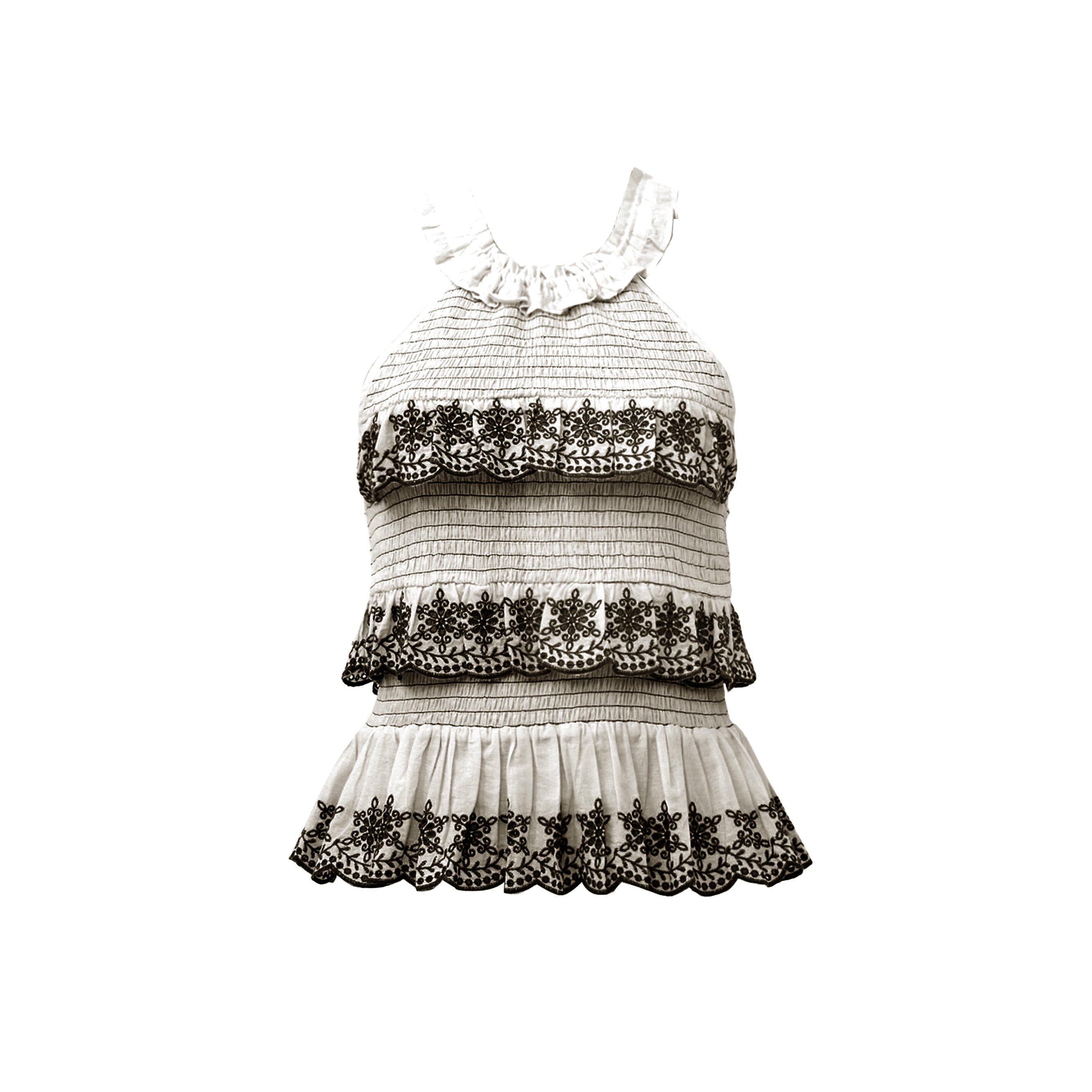 Linen White - French Connection - Women's Felicity Embroidered Short-Sleeve Blouse - 5