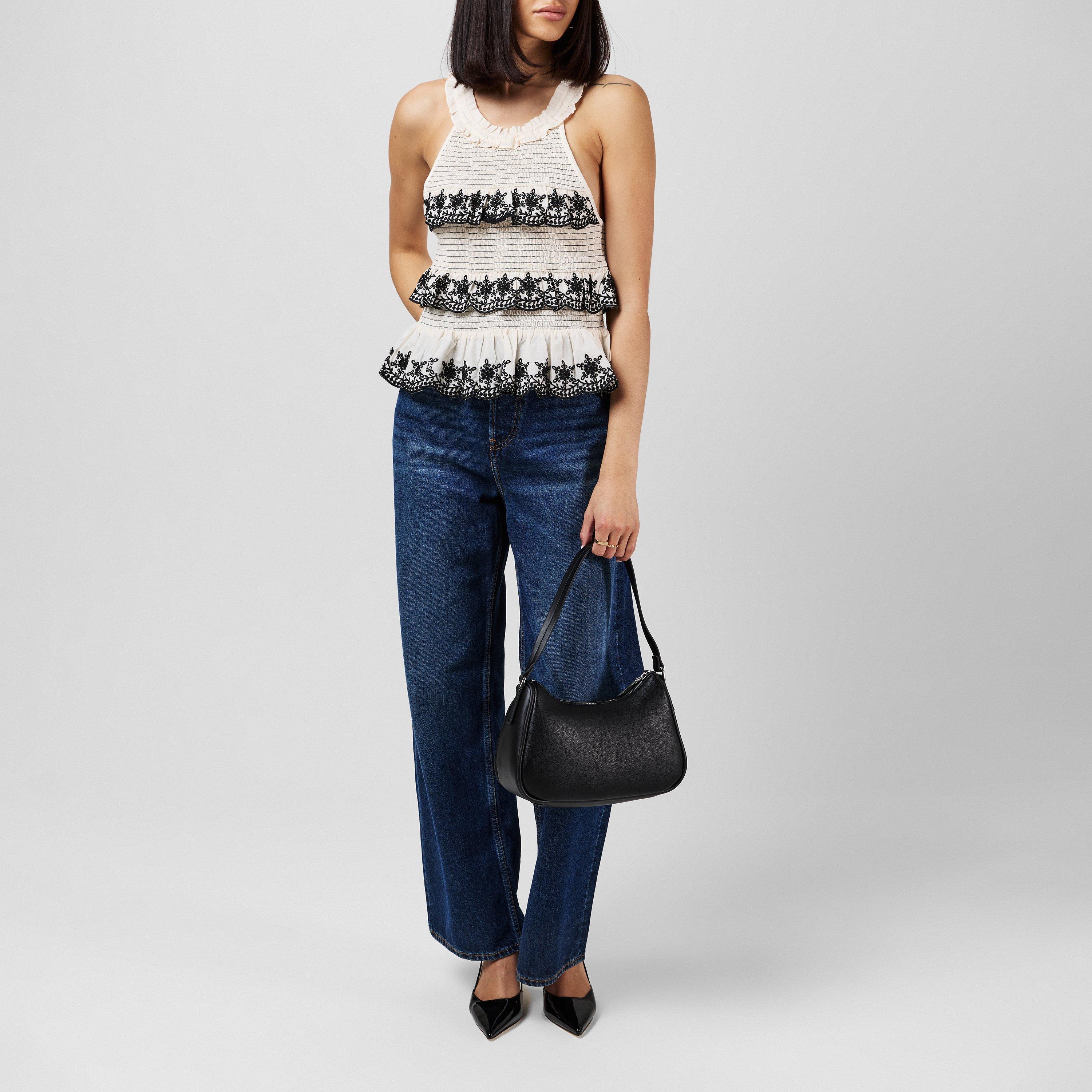 Linen White - French Connection - Women's Felicity Embroidered Short-Sleeve Blouse - 4