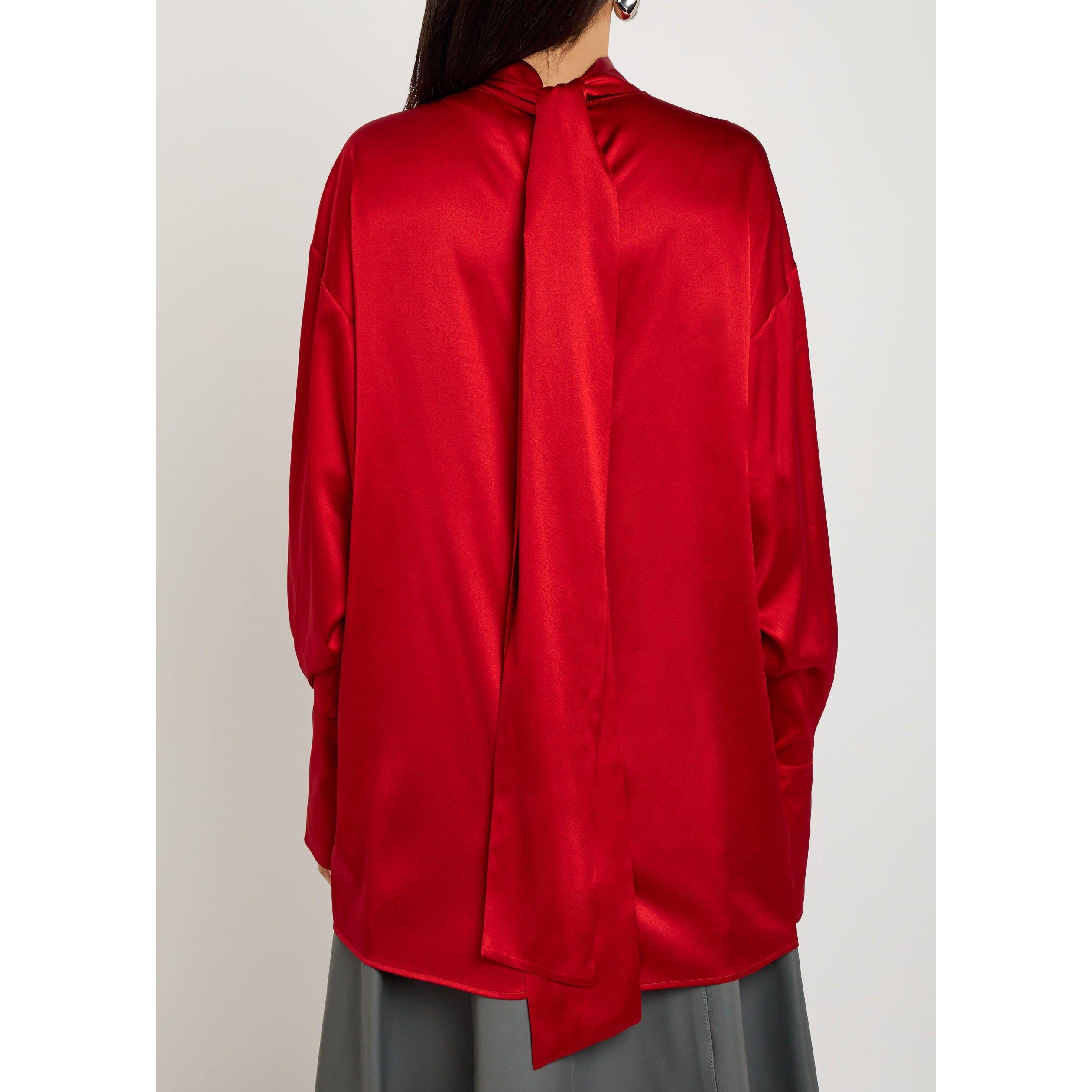 RED - Armarium - Women's Elide Silk Long-Sleeve Oversized-Fit Blouse - 3