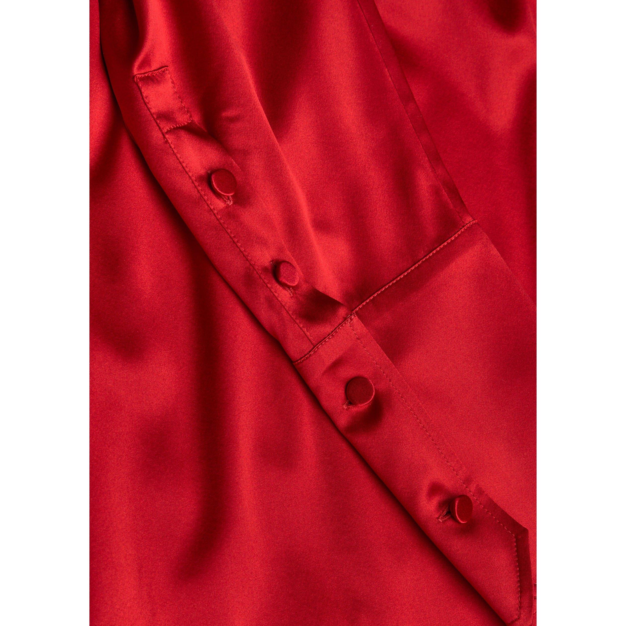 RED - Armarium - Women's Elide Silk Long-Sleeve Oversized-Fit Blouse - 4