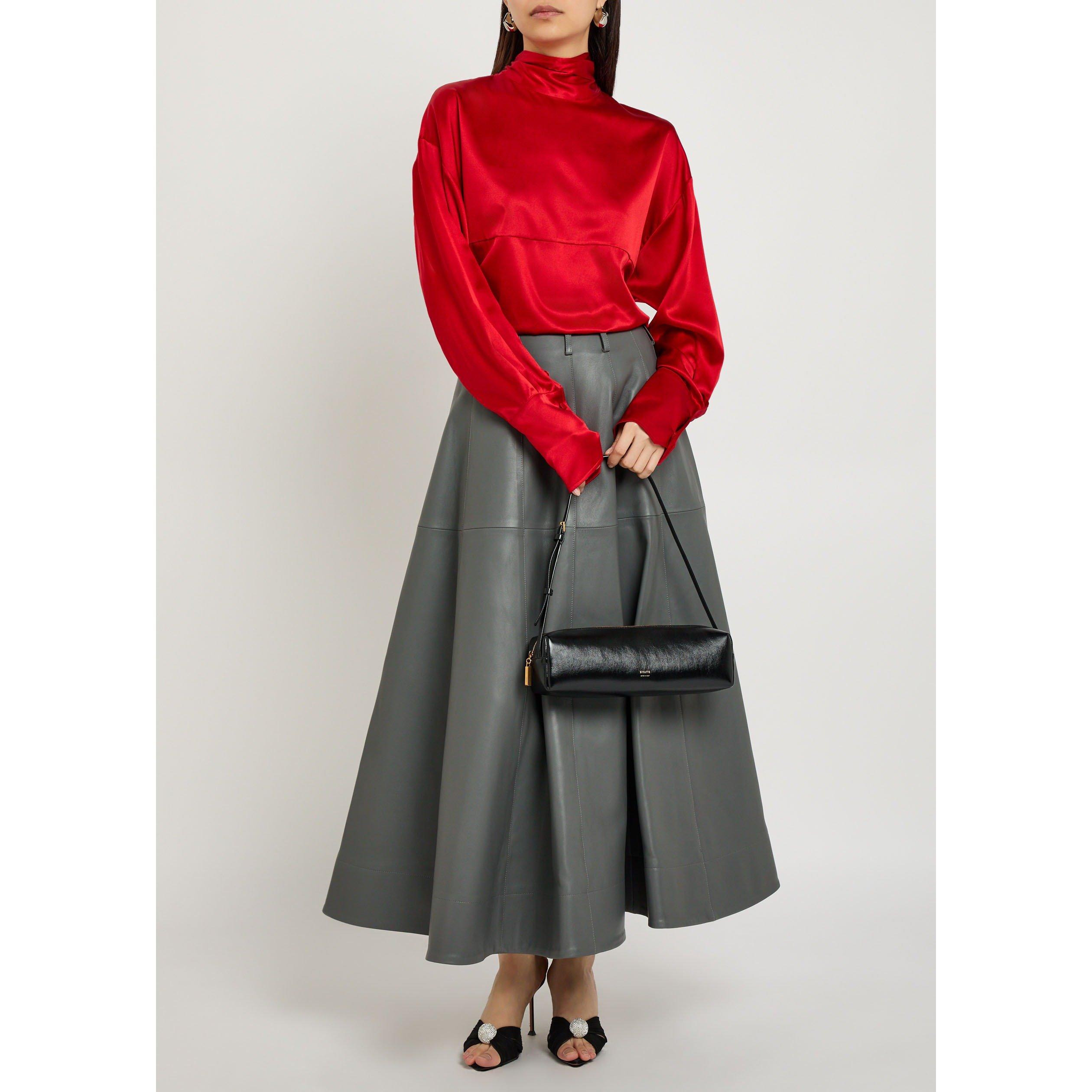 RED - Armarium - Women's Elide Silk Long-Sleeve Oversized-Fit Blouse - 5