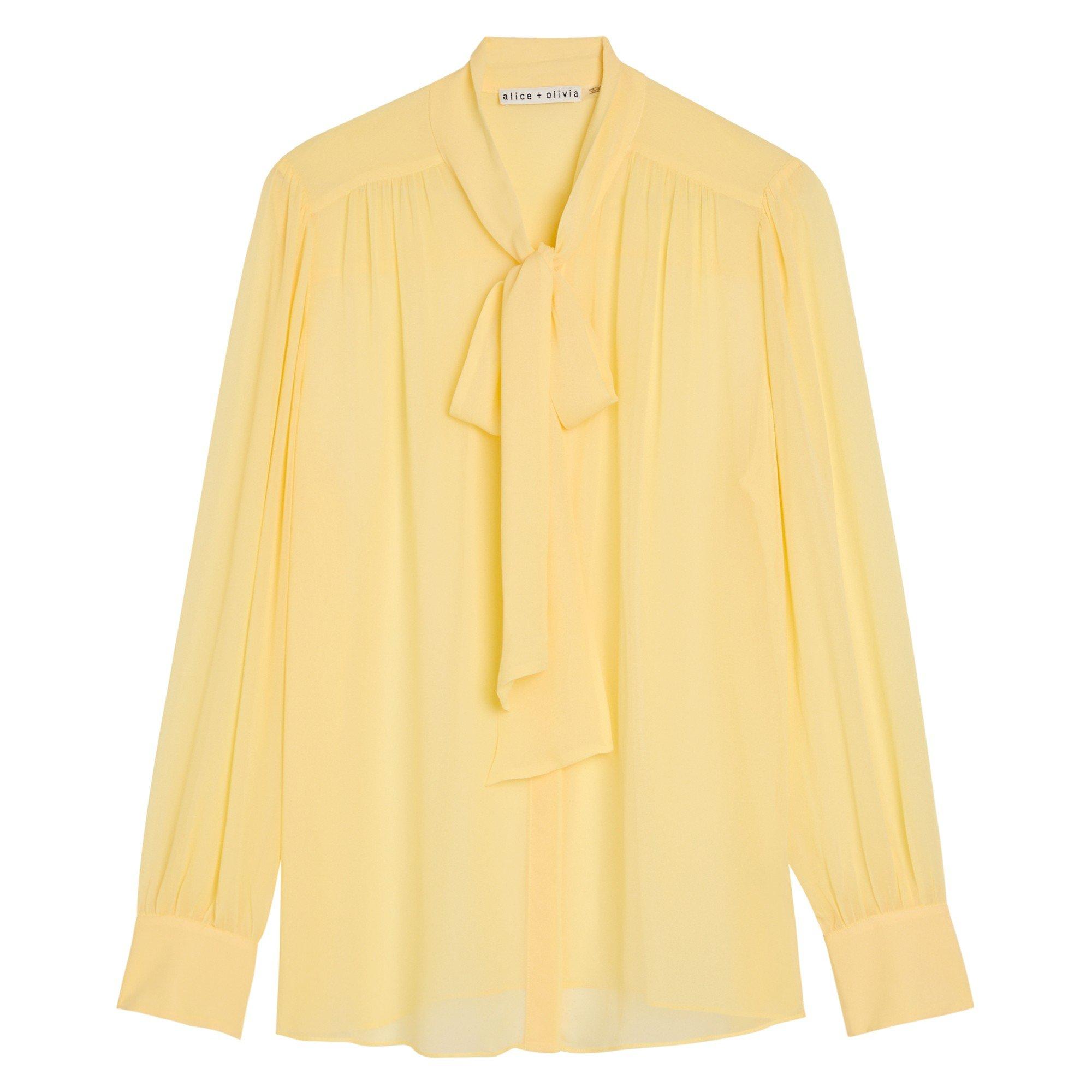 YELLOW - Alice And Olivia - SB THAYER TIE NK SLOUCHY BLOUS - 1