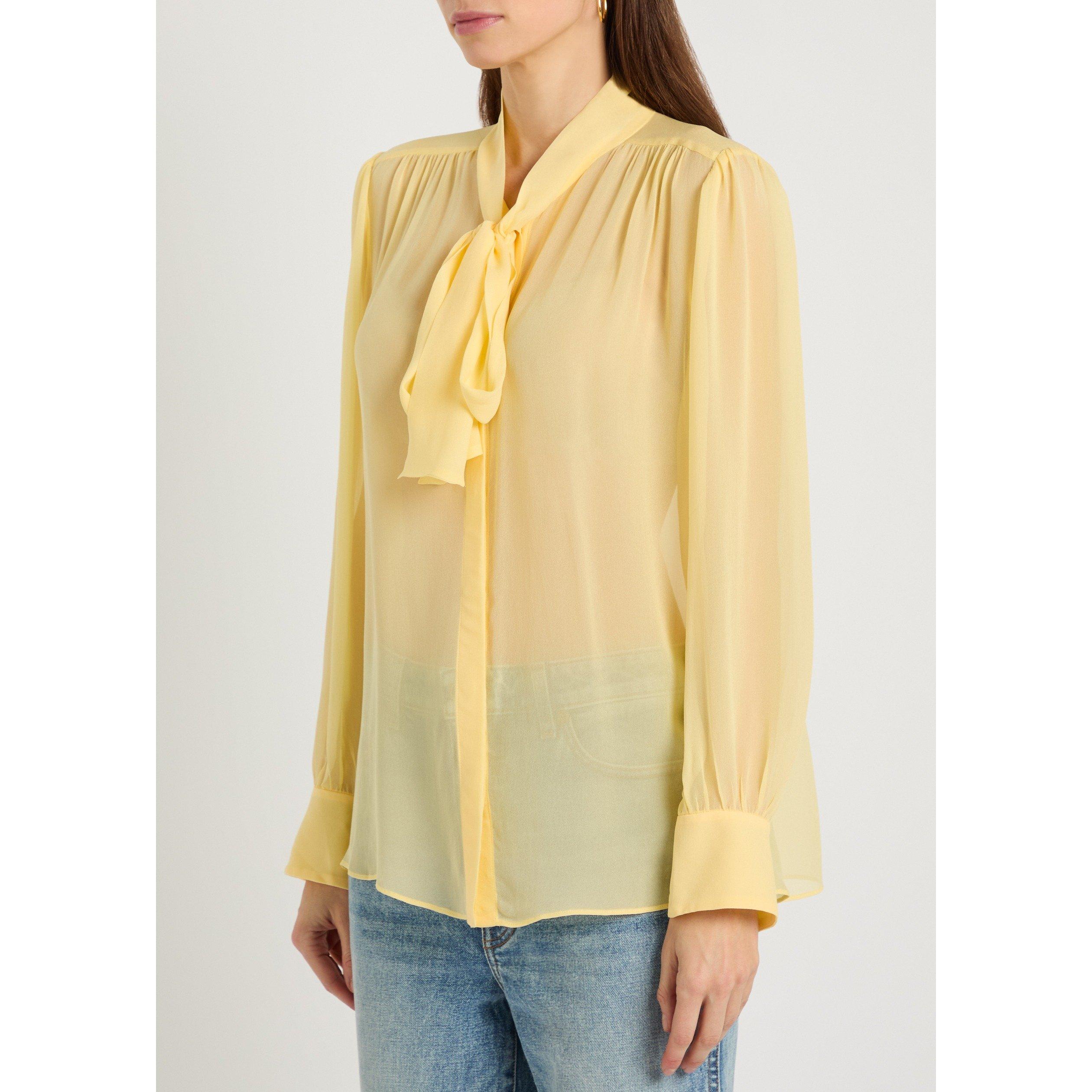 YELLOW - Alice And Olivia - SB THAYER TIE NK SLOUCHY BLOUS - 2