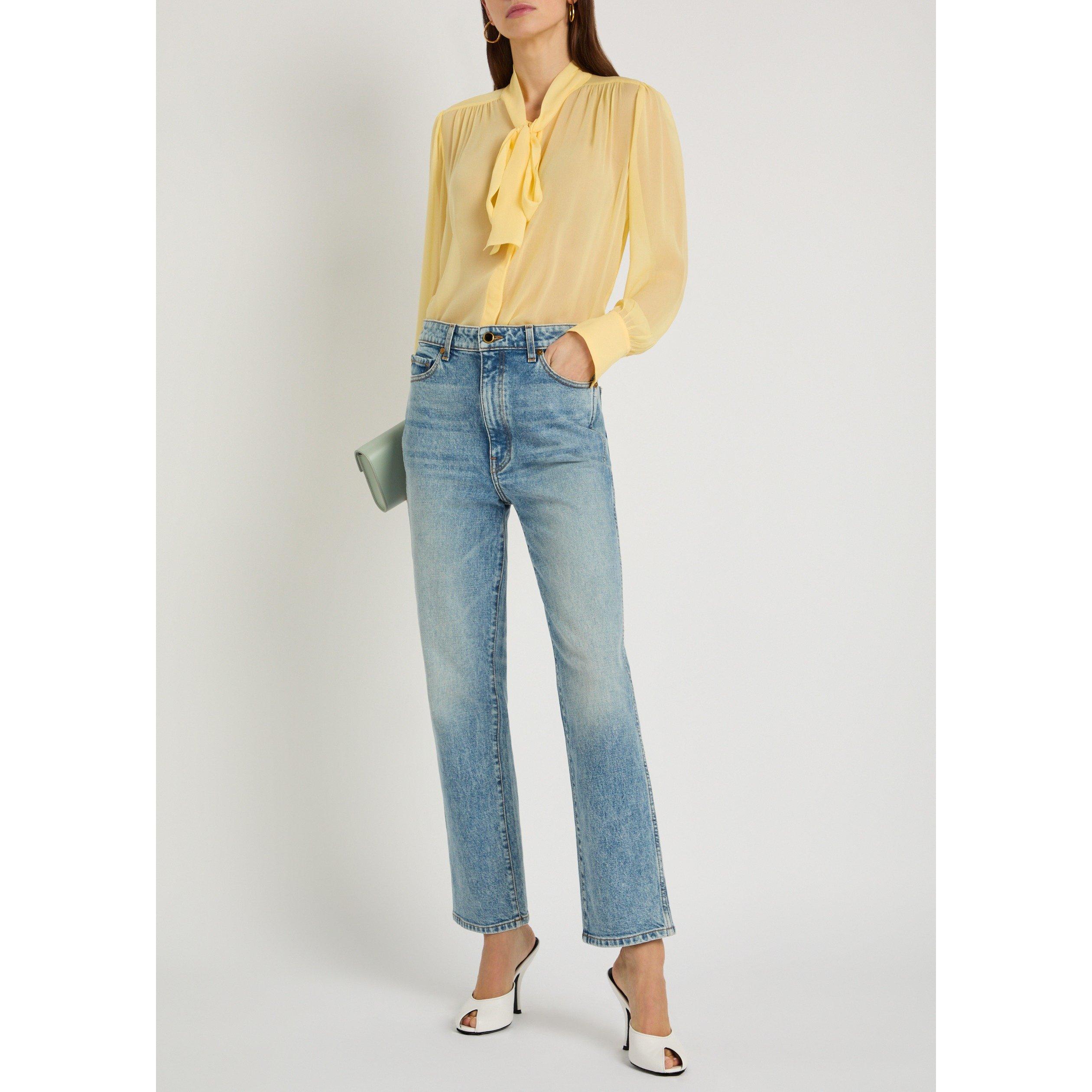 YELLOW - Alice And Olivia - SB THAYER TIE NK SLOUCHY BLOUS - 5
