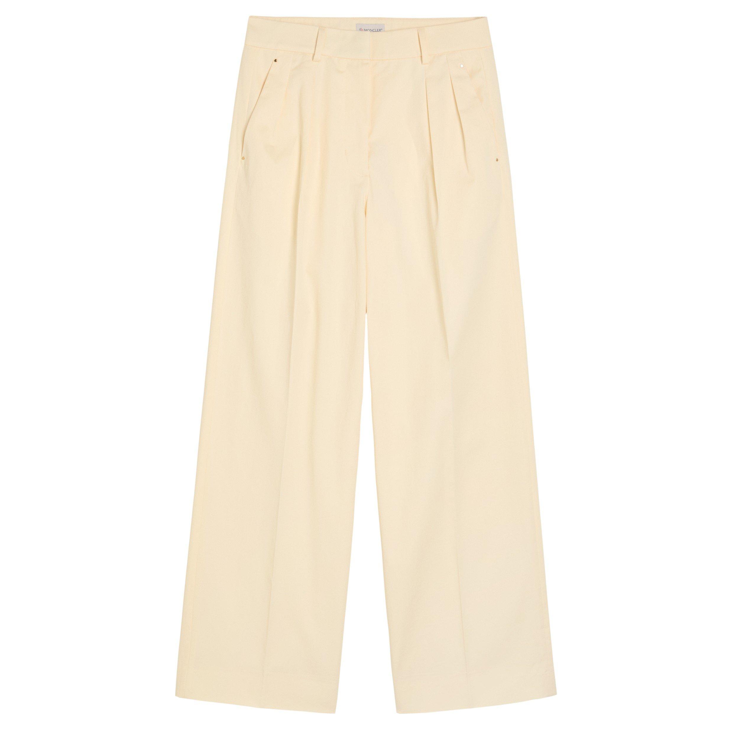 BEIGE - Moncler - Women's Cotton Straight Leg Trousers - 1
