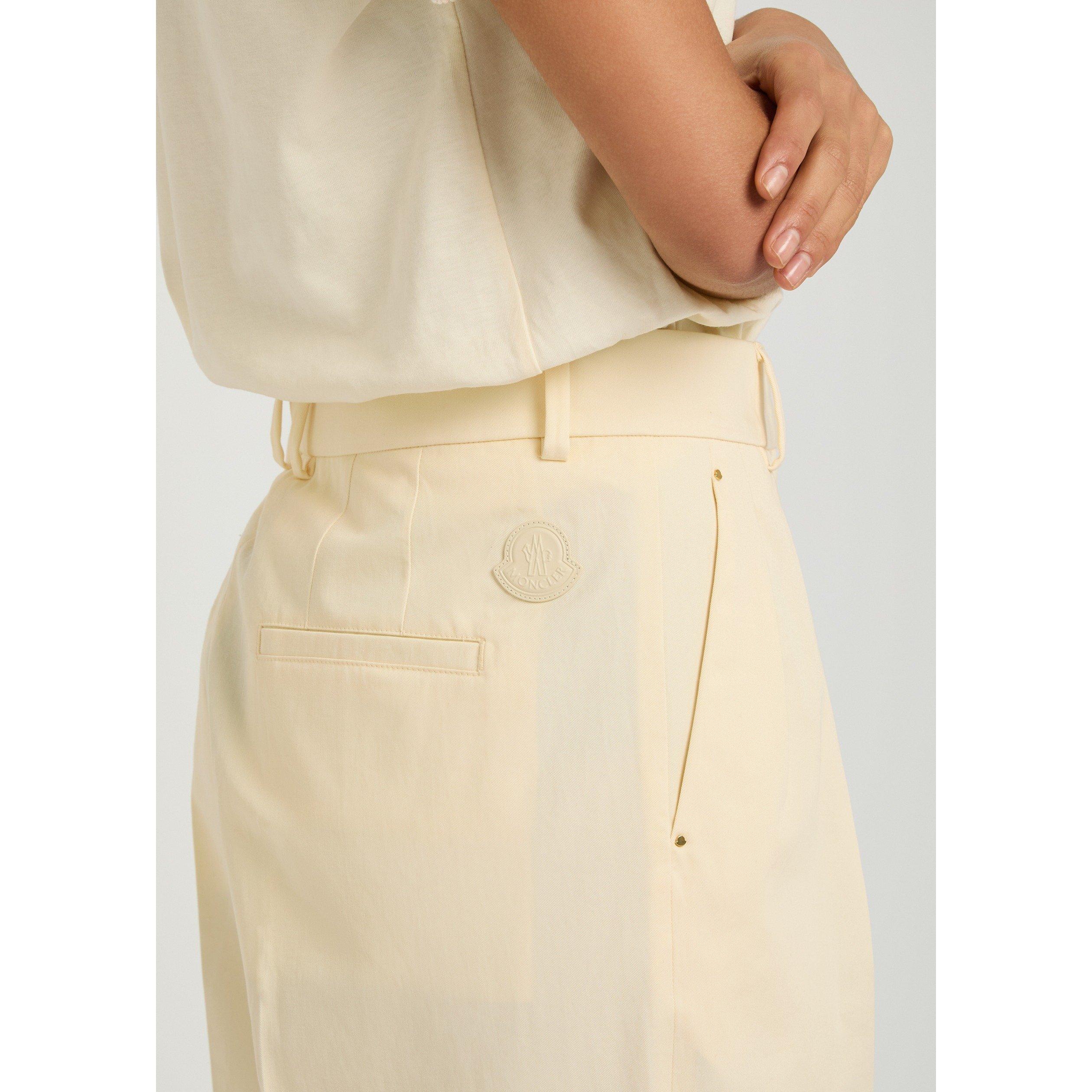 BEIGE - Moncler - Women's Cotton Straight Leg Trousers - 4