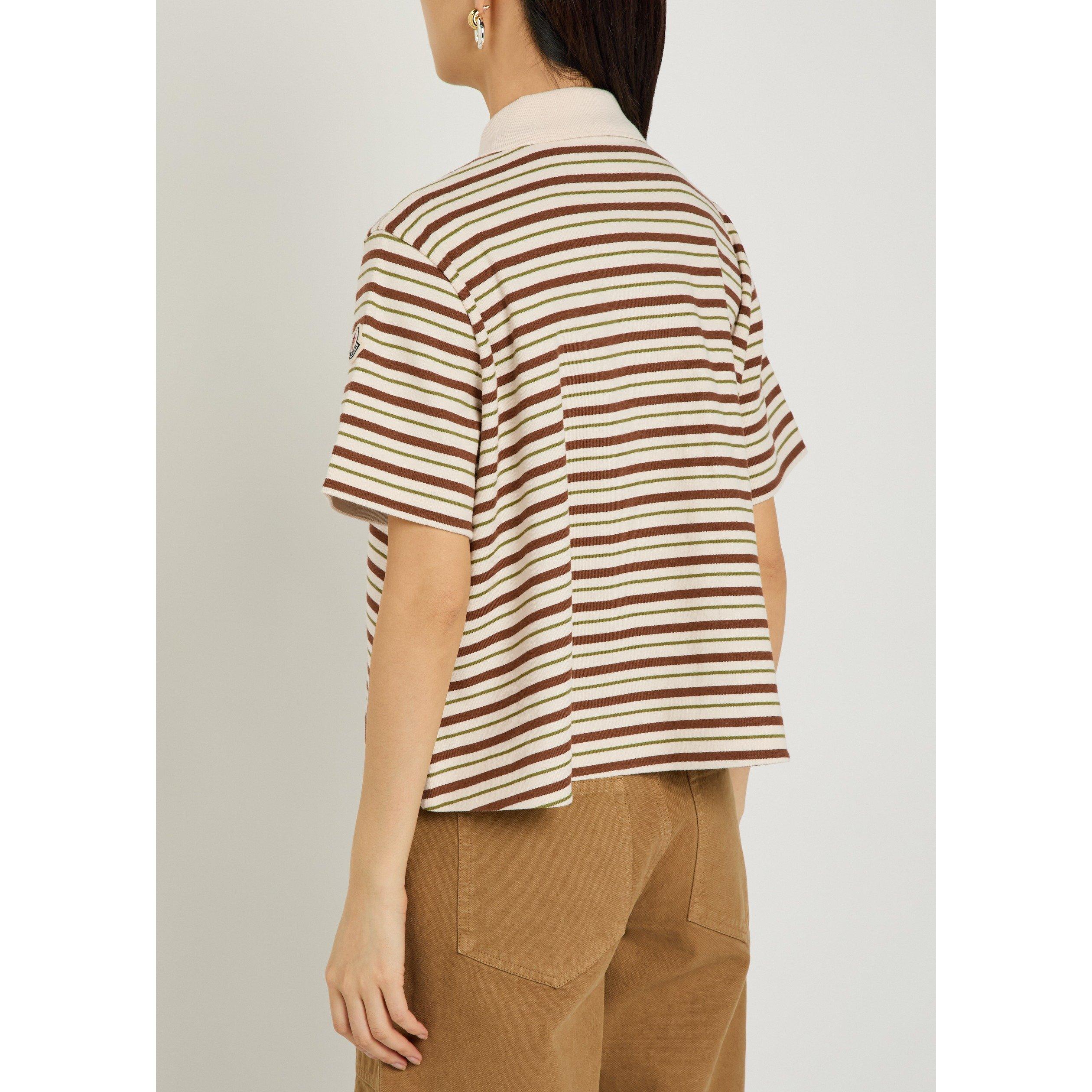 BROWN AND OTHER - Moncler - Women's Striped Cotton Short-Sleeve Oversized-Fit Polo Shirt - 3