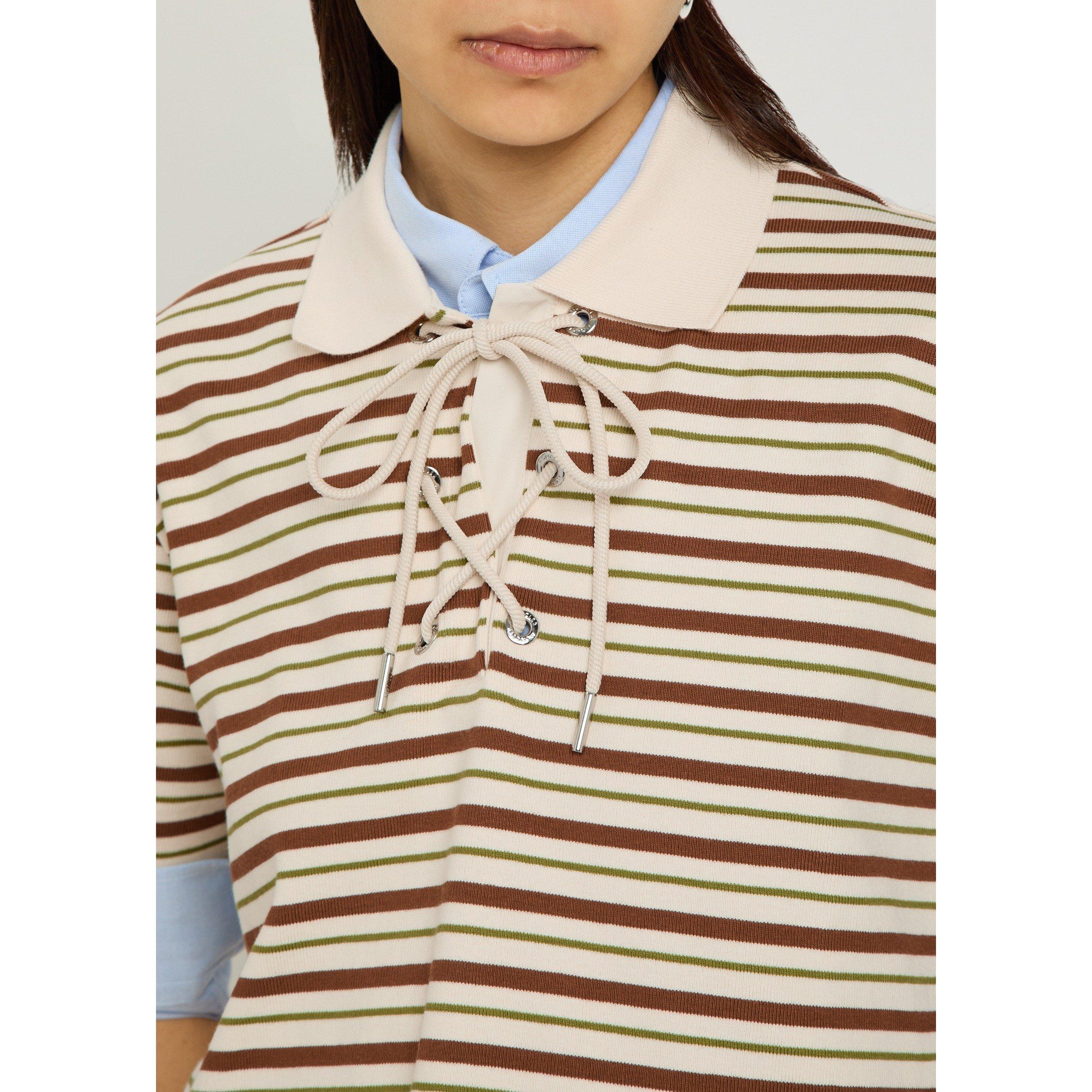 BROWN AND OTHER - Moncler - Women's Striped Cotton Short-Sleeve Oversized-Fit Polo Shirt - 4