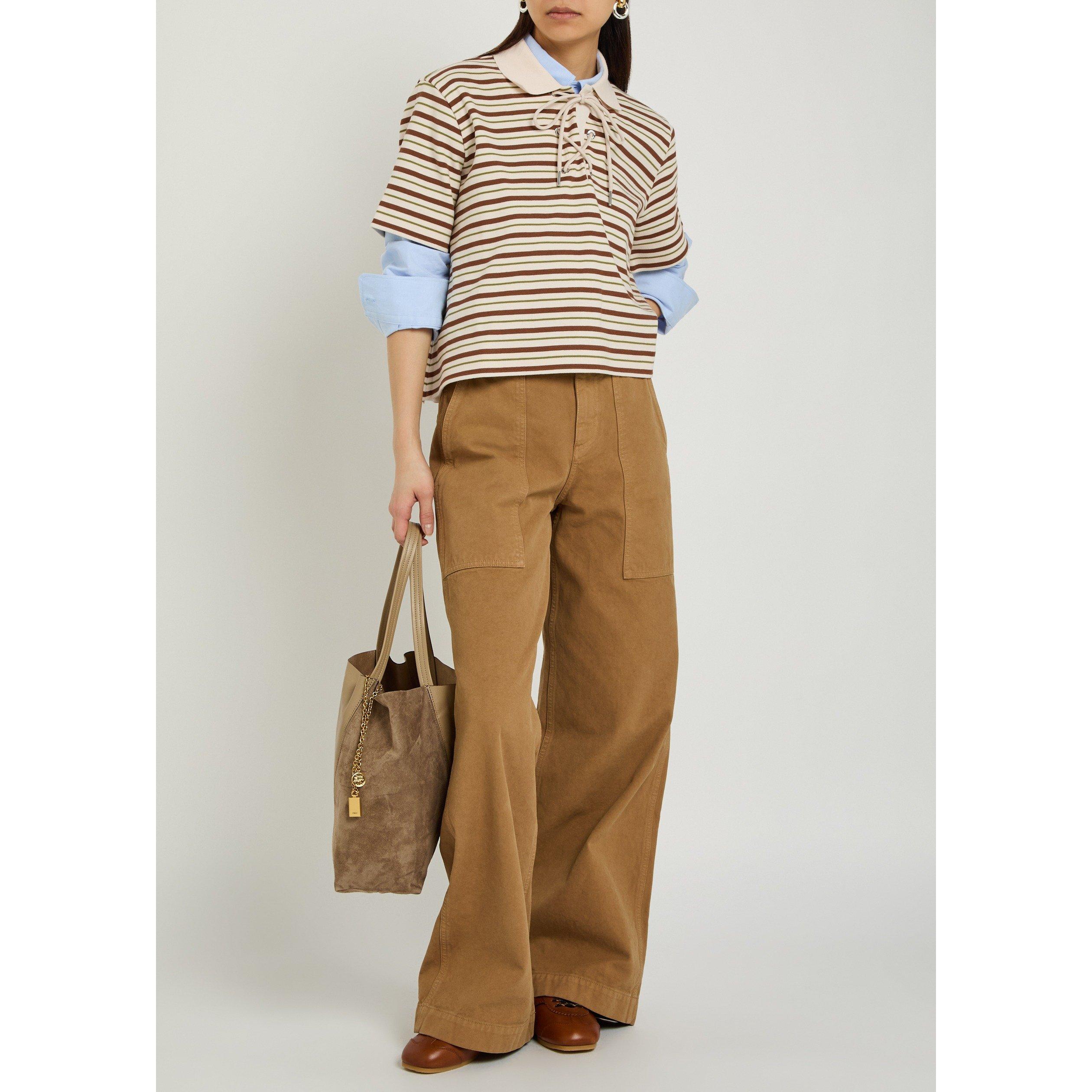 BROWN AND OTHER - Moncler - Women's Striped Cotton Short-Sleeve Oversized-Fit Polo Shirt - 5