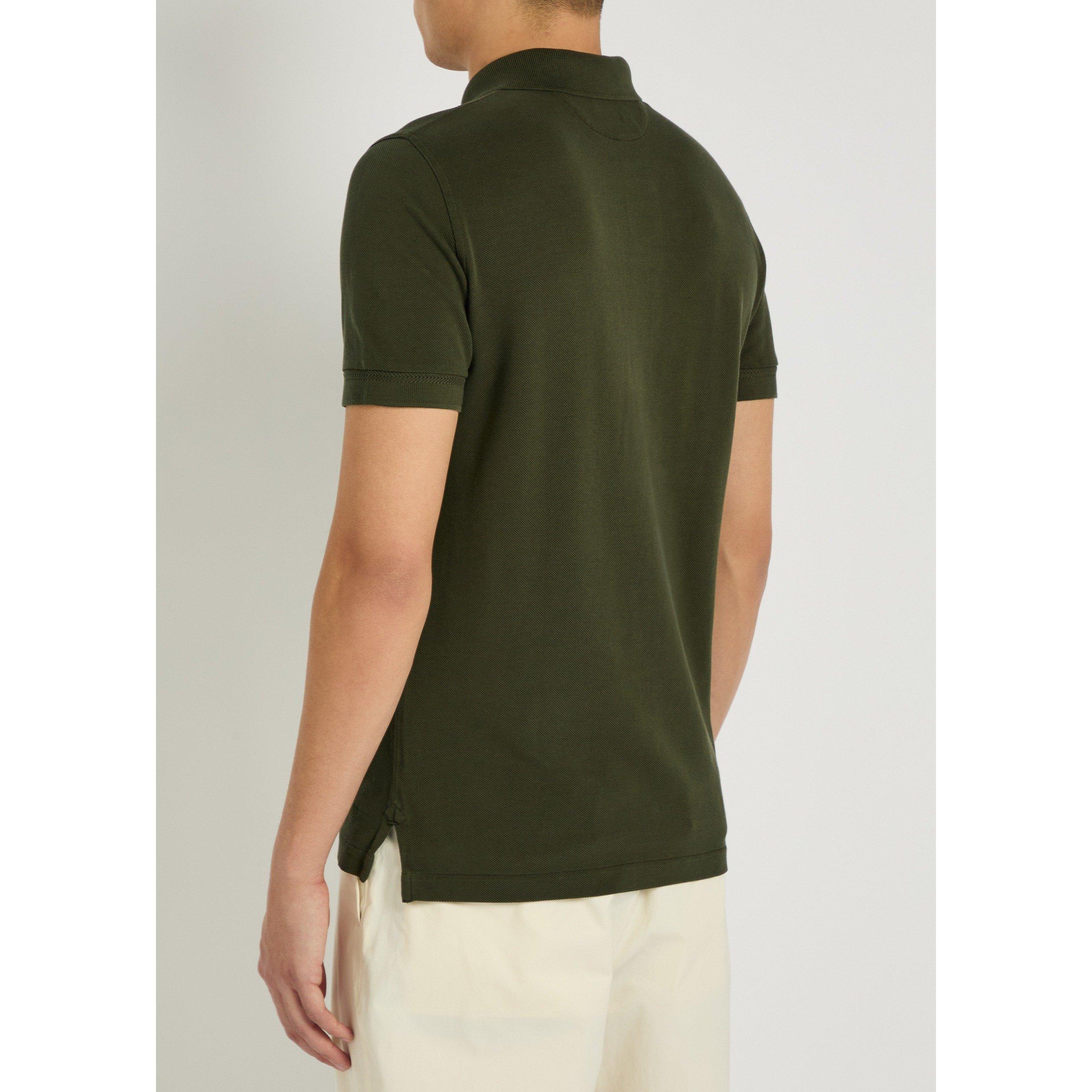 GREEN - Tom Ford - Men's Piqué Cotton Short-Sleeve Polo Shirt - 3