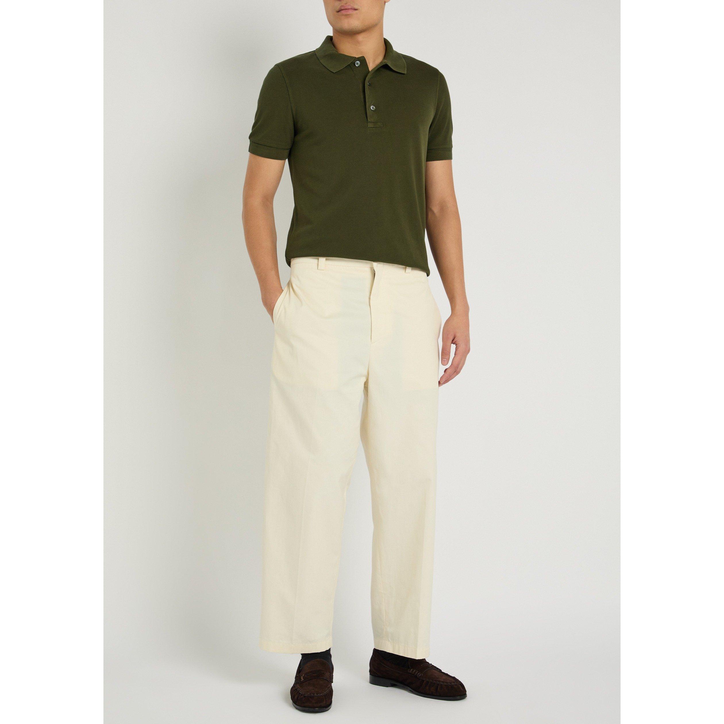 GREEN - Tom Ford - Men's Piqué Cotton Short-Sleeve Polo Shirt - 5