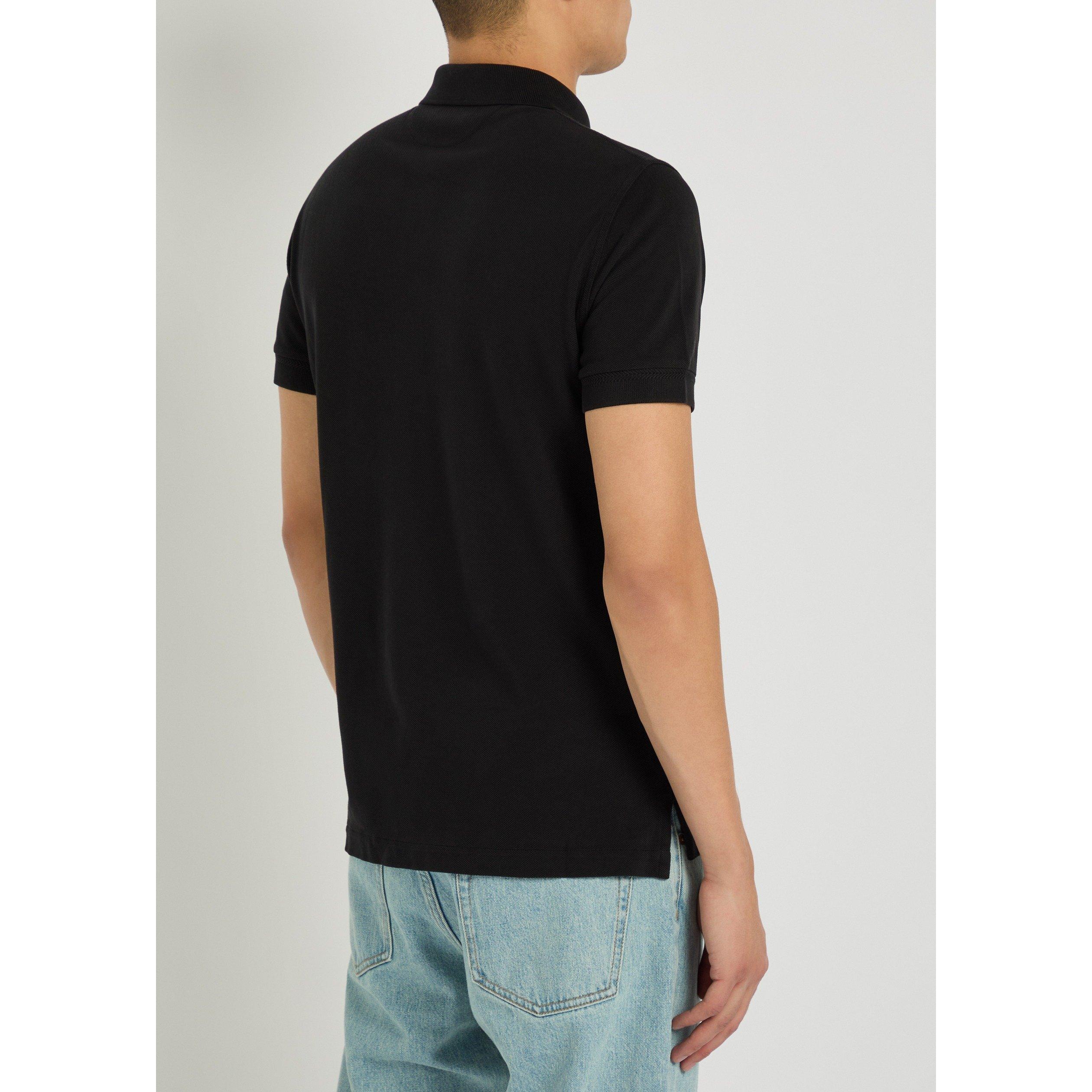 BLACK - Tom Ford - Men's Piqué Cotton Short-Sleeve Polo Shirt - 3