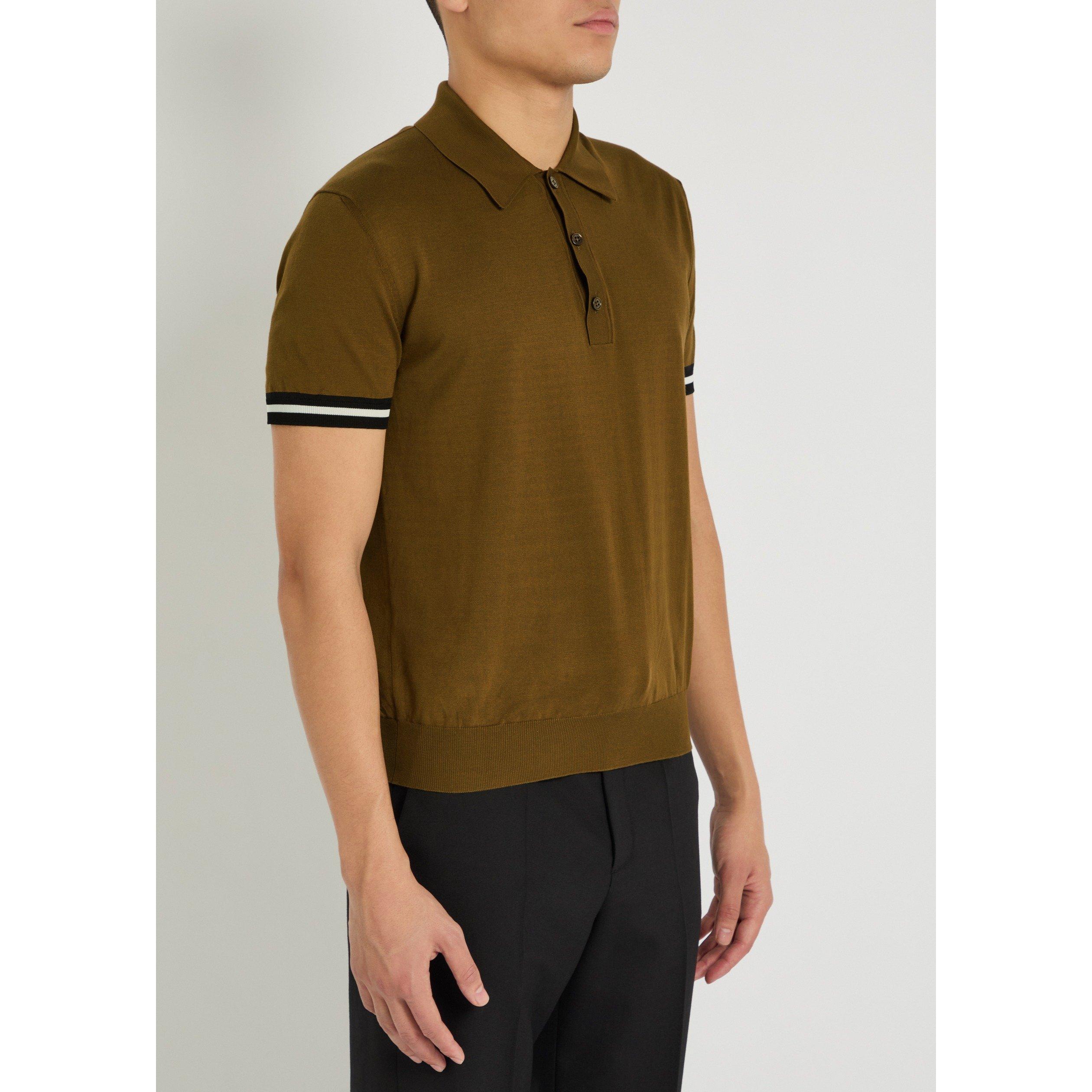 OLIVE - Tom Ford - Men's Cotton Silk Short-Sleeve Polo Shirt - 2