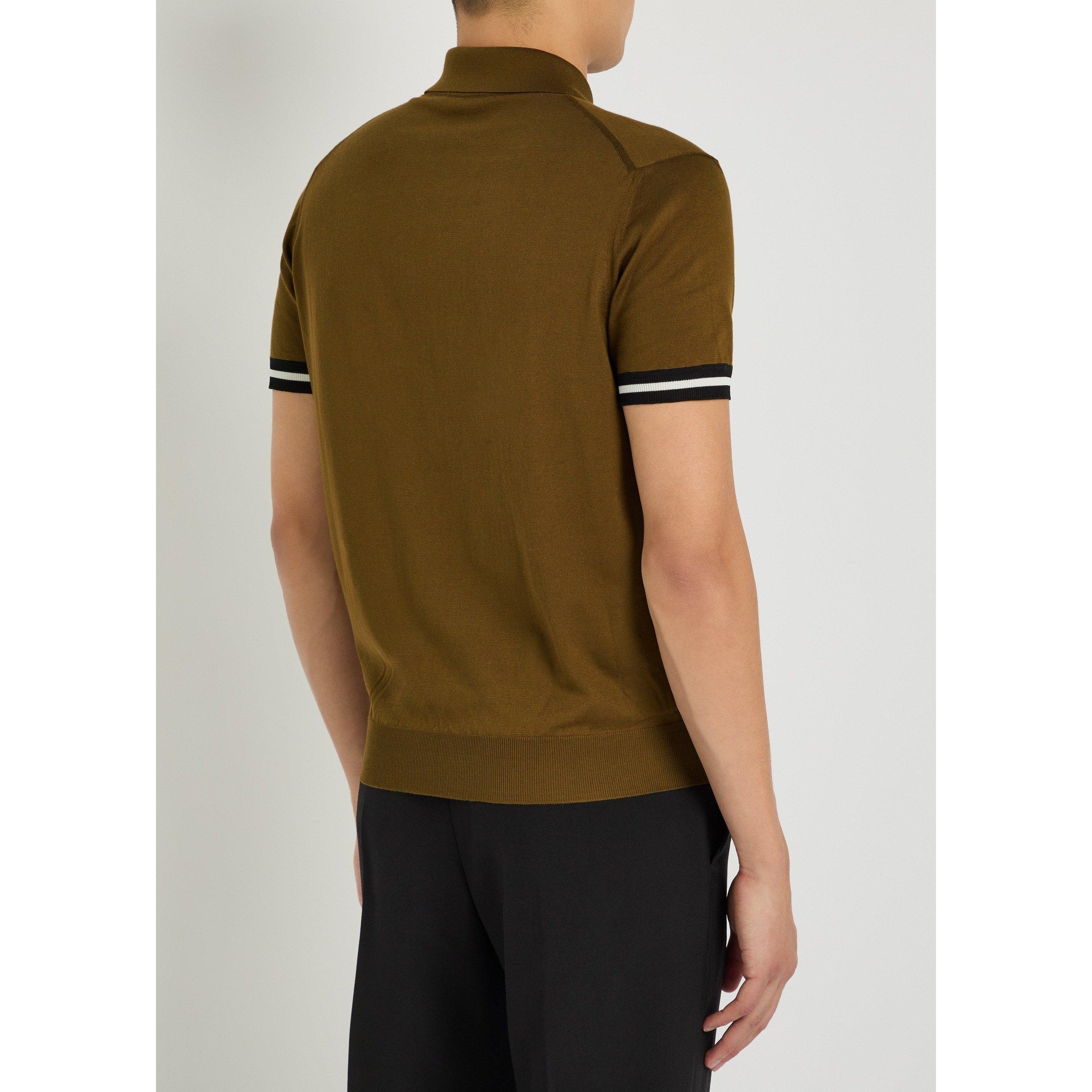 OLIVE - Tom Ford - Men's Cotton Silk Short-Sleeve Polo Shirt - 3