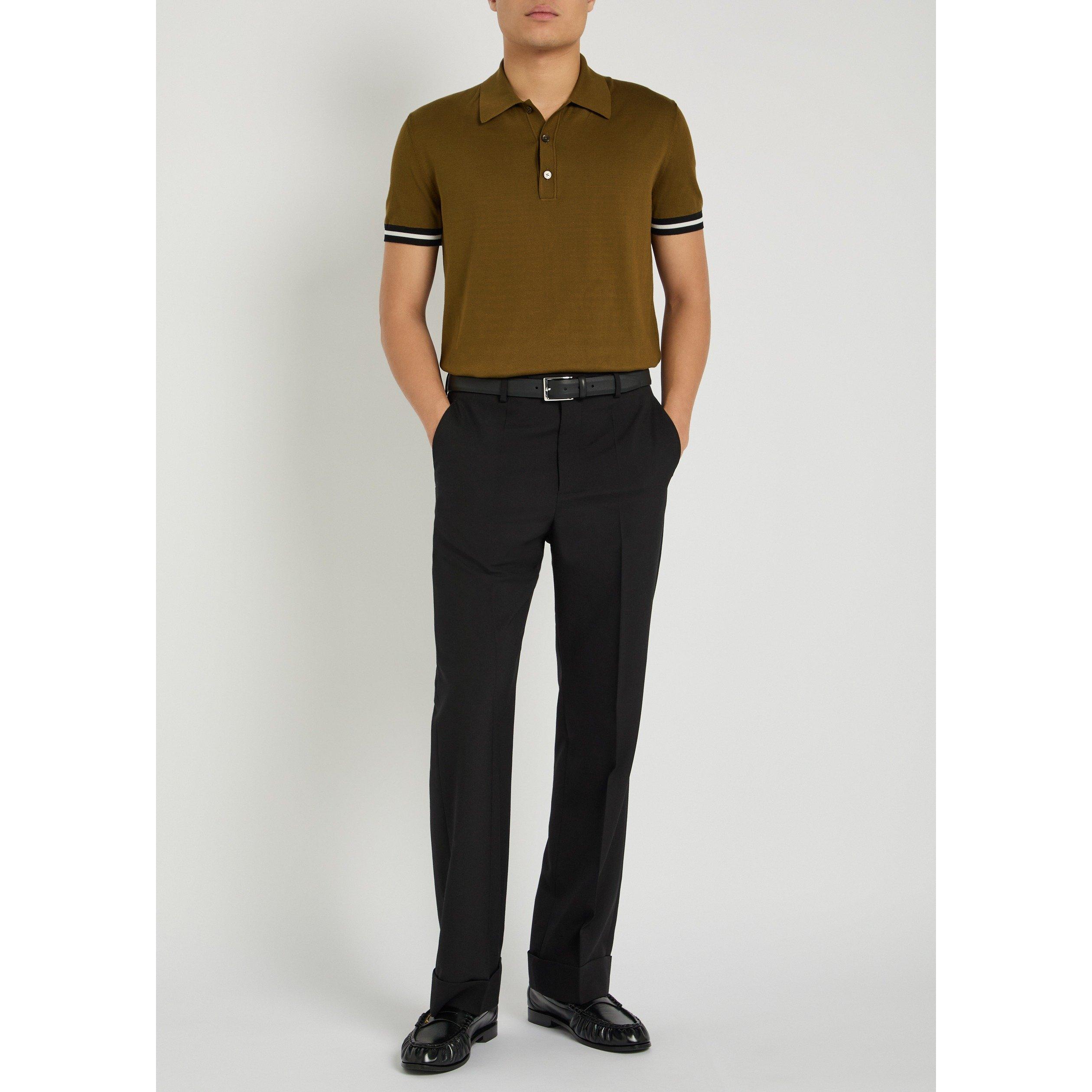 OLIVE - Tom Ford - Men's Cotton Silk Short-Sleeve Polo Shirt - 5