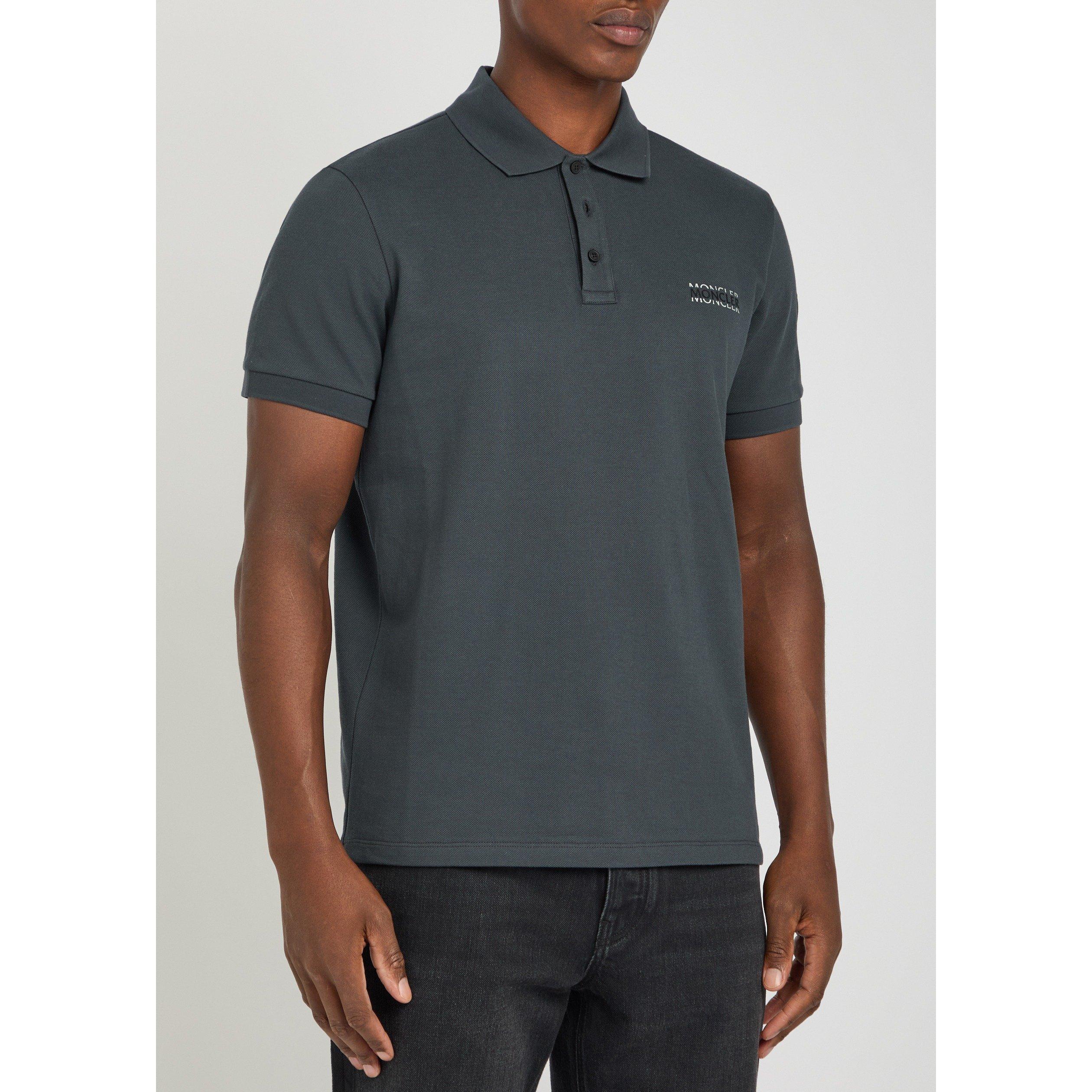 CHARCOAL - Moncler - Men's Logo Cotton Short-Sleeve Polo Shirt - 2