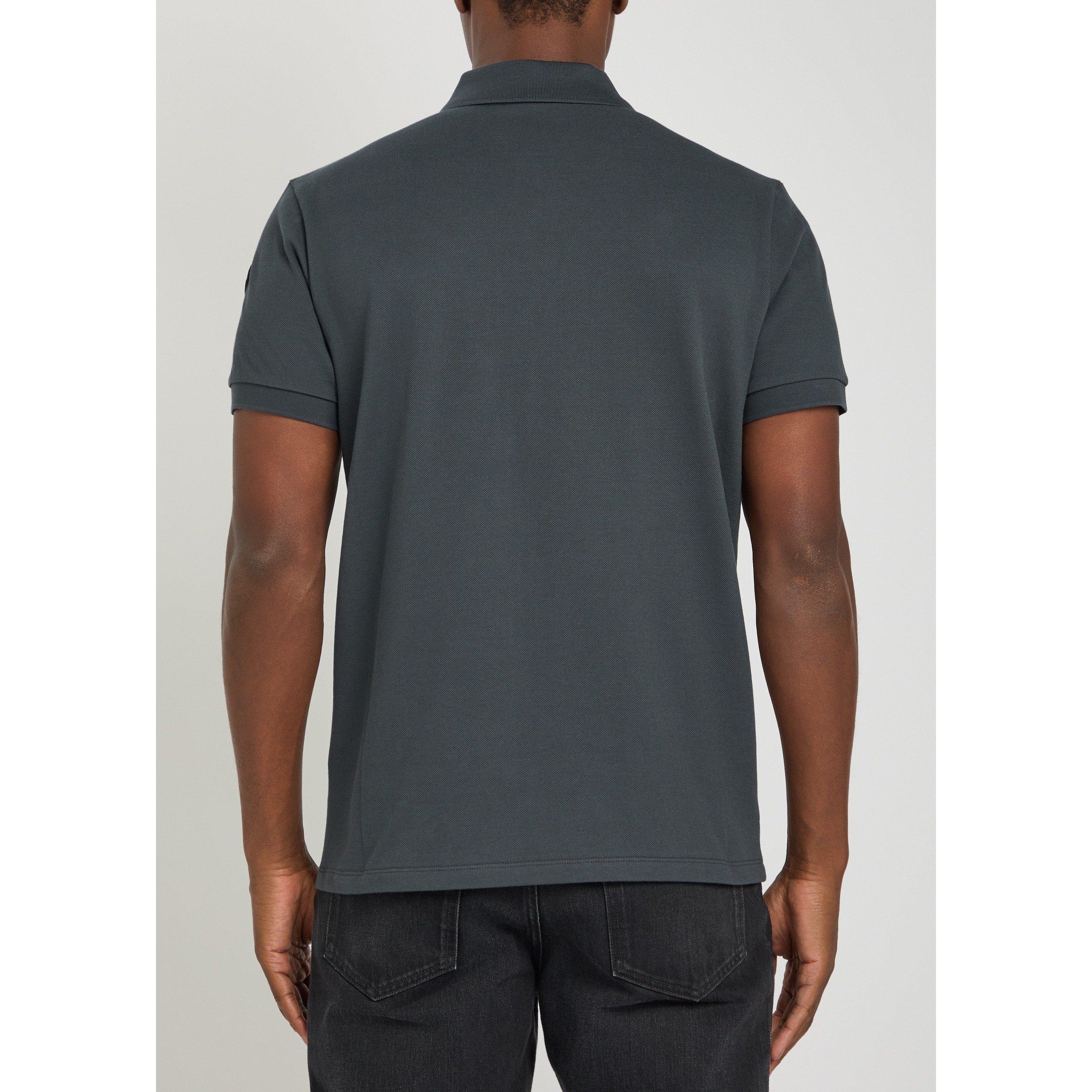 CHARCOAL - Moncler - Men's Logo Cotton Short-Sleeve Polo Shirt - 3