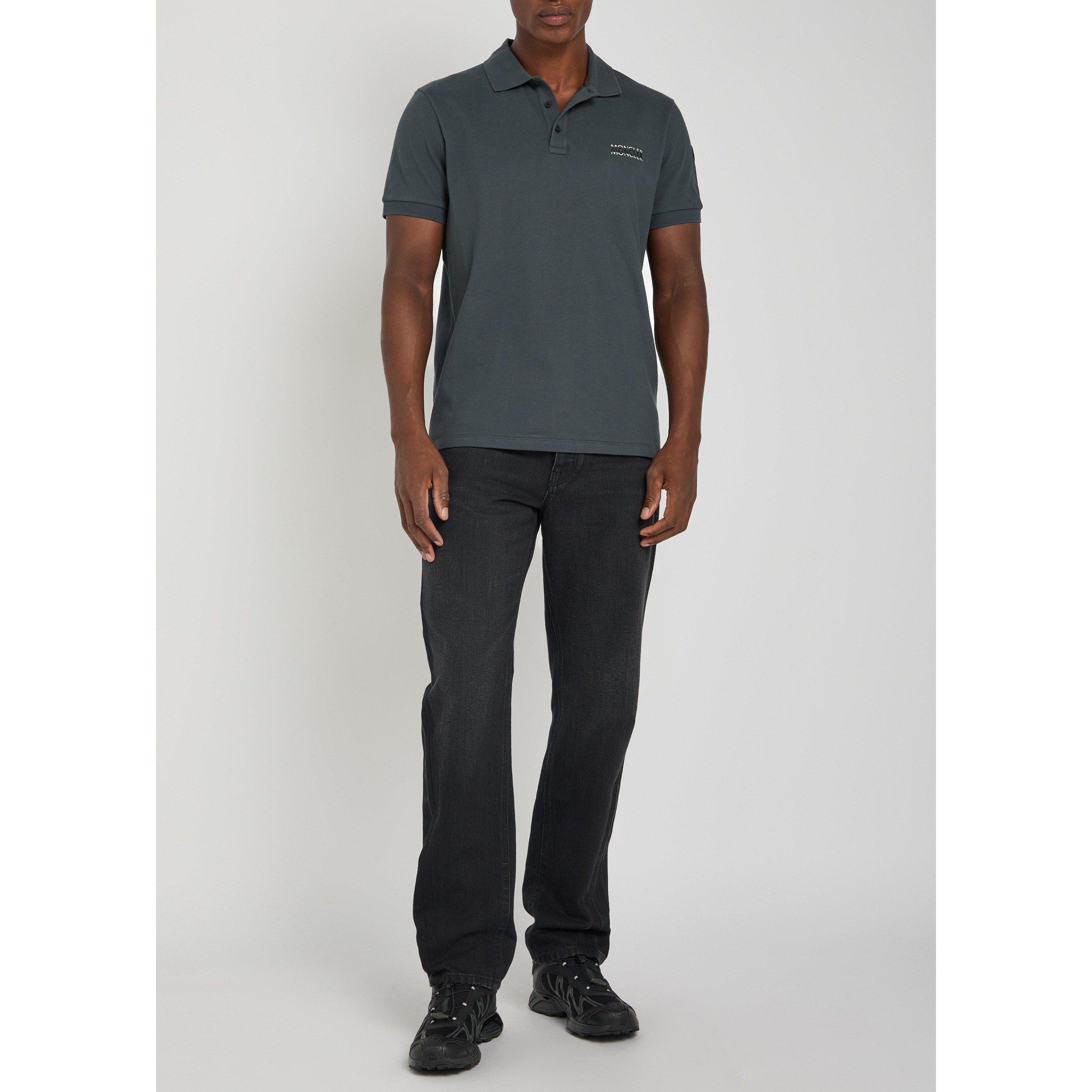 CHARCOAL - Moncler - Men's Logo Cotton Short-Sleeve Polo Shirt - 5