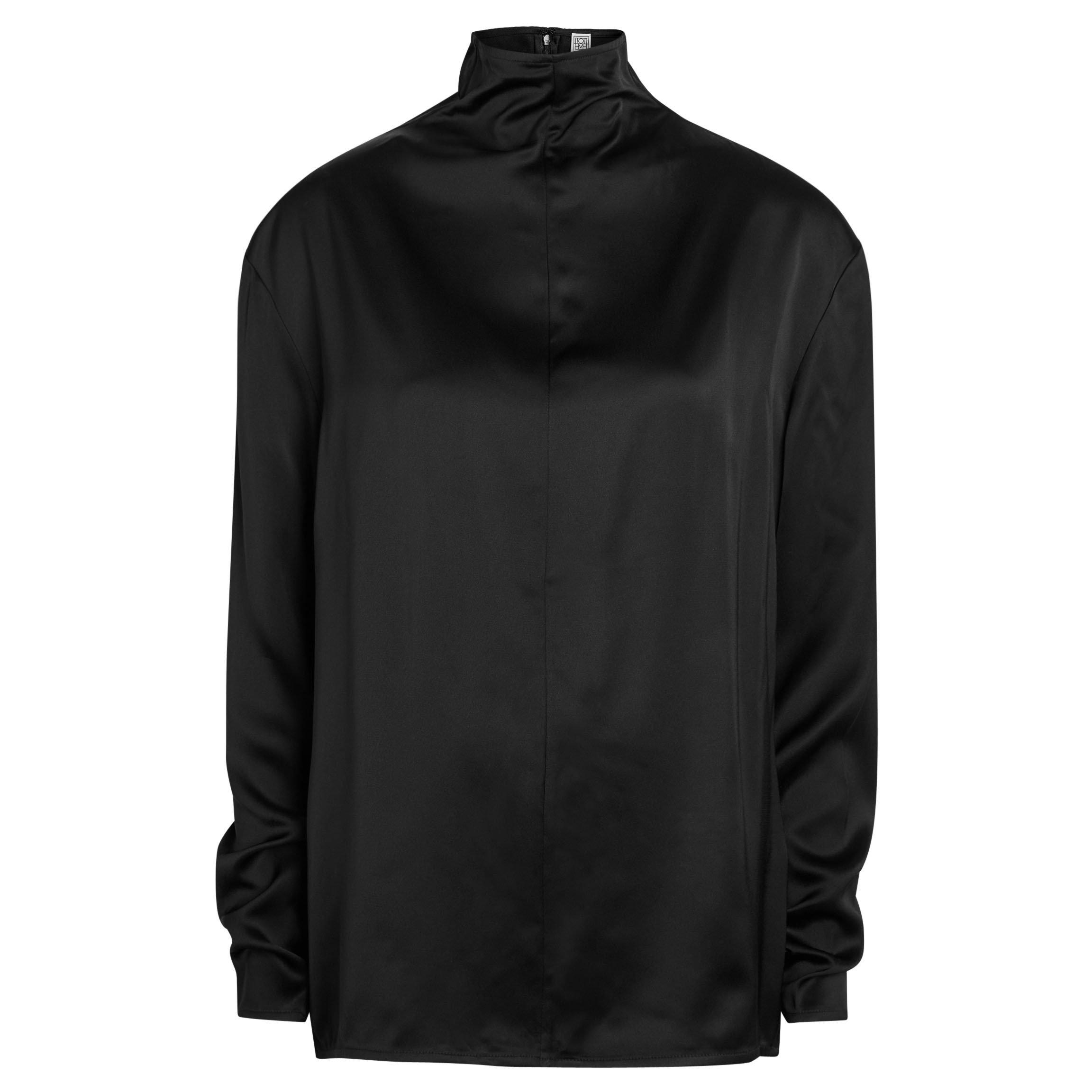 BLACK - Toteme - Women's Slouch-Neck Satin Blouse - 1