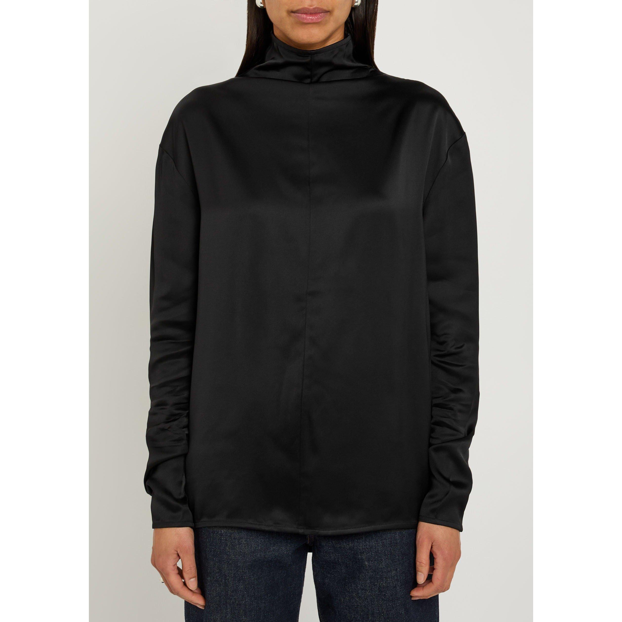 BLACK - Toteme - Women's Slouch-Neck Satin Blouse - 2