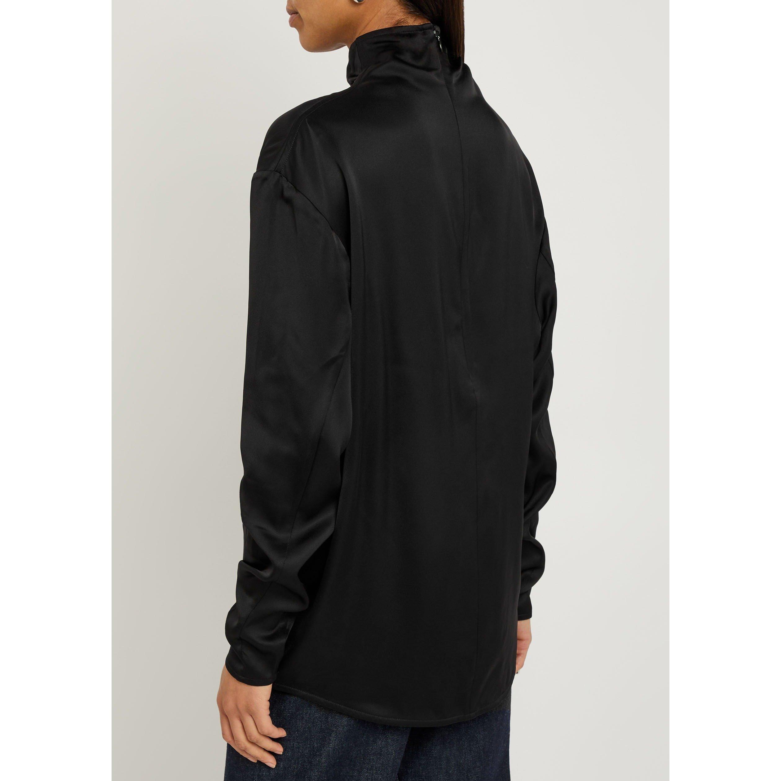 BLACK - Toteme - Women's Slouch-Neck Satin Blouse - 3