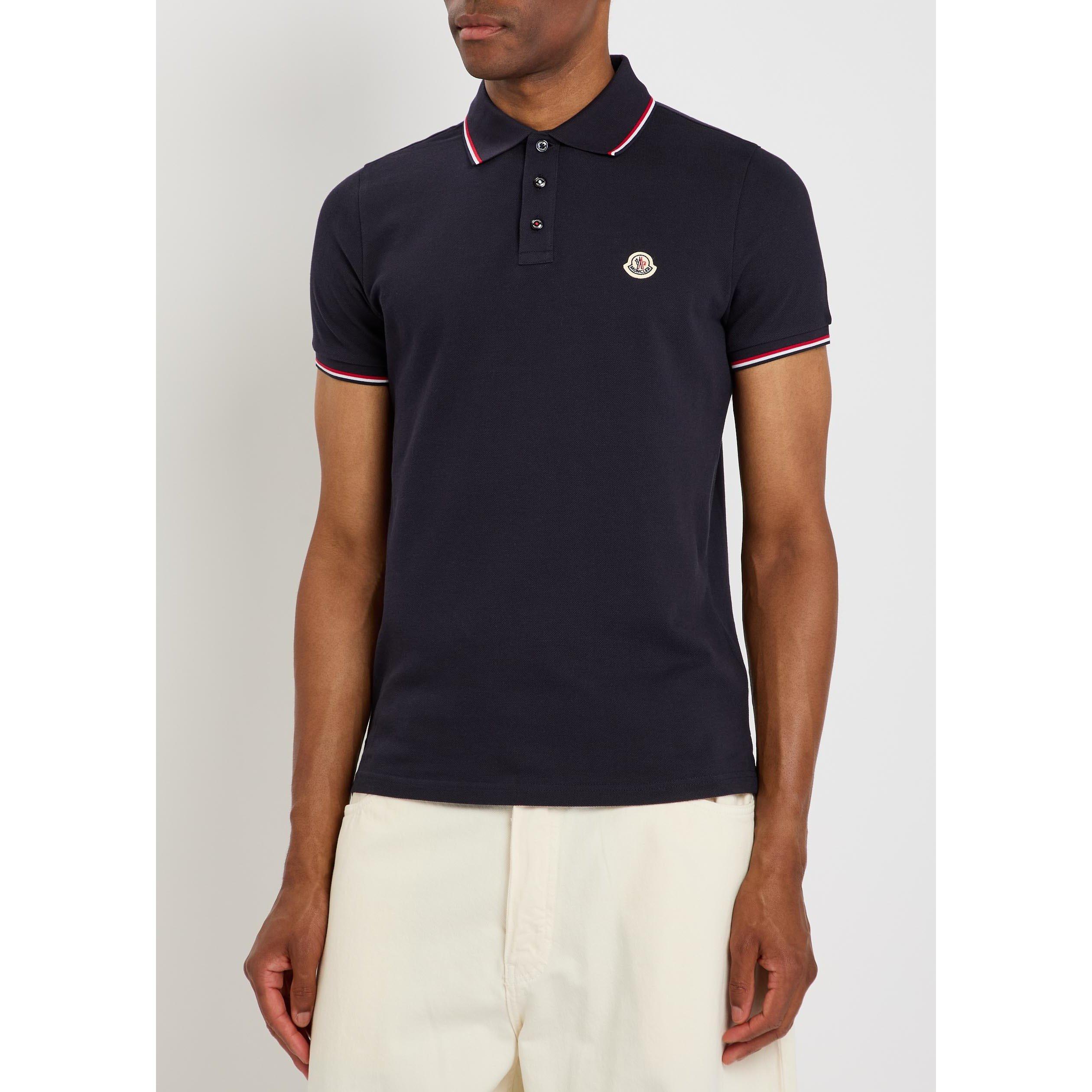 BLUE - Moncler - Men's Cotton Short-Sleeve Slim-Fit Polo Shirt - 2