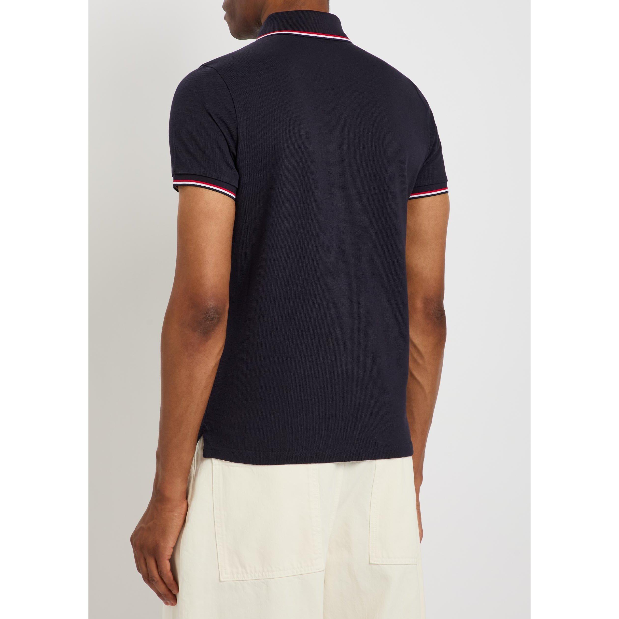 BLUE - Moncler - Men's Cotton Short-Sleeve Slim-Fit Polo Shirt - 3