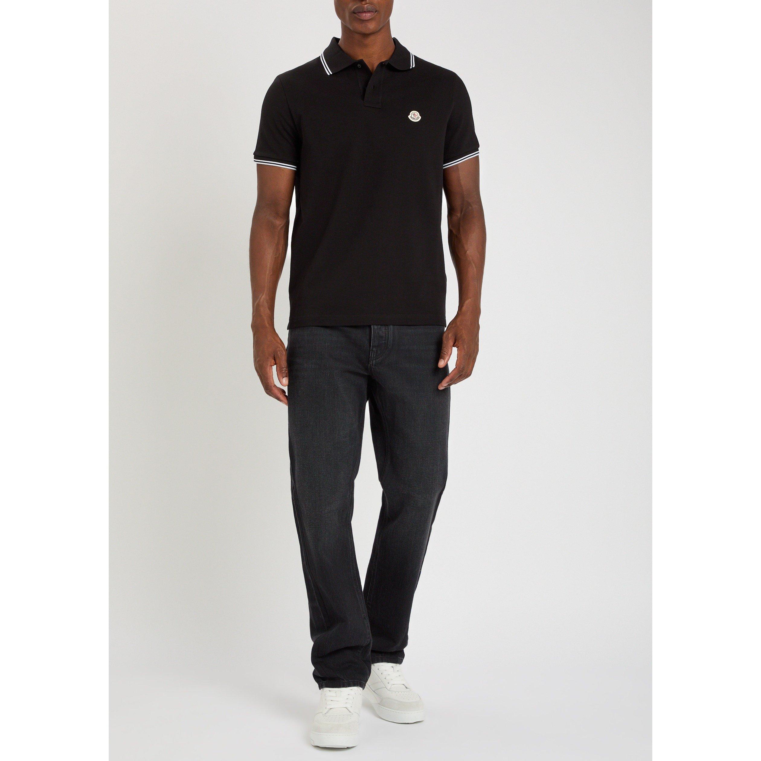 BLACK - Moncler - Men's Cotton Short-Sleeve Slim-Fit Polo Shirt - 5