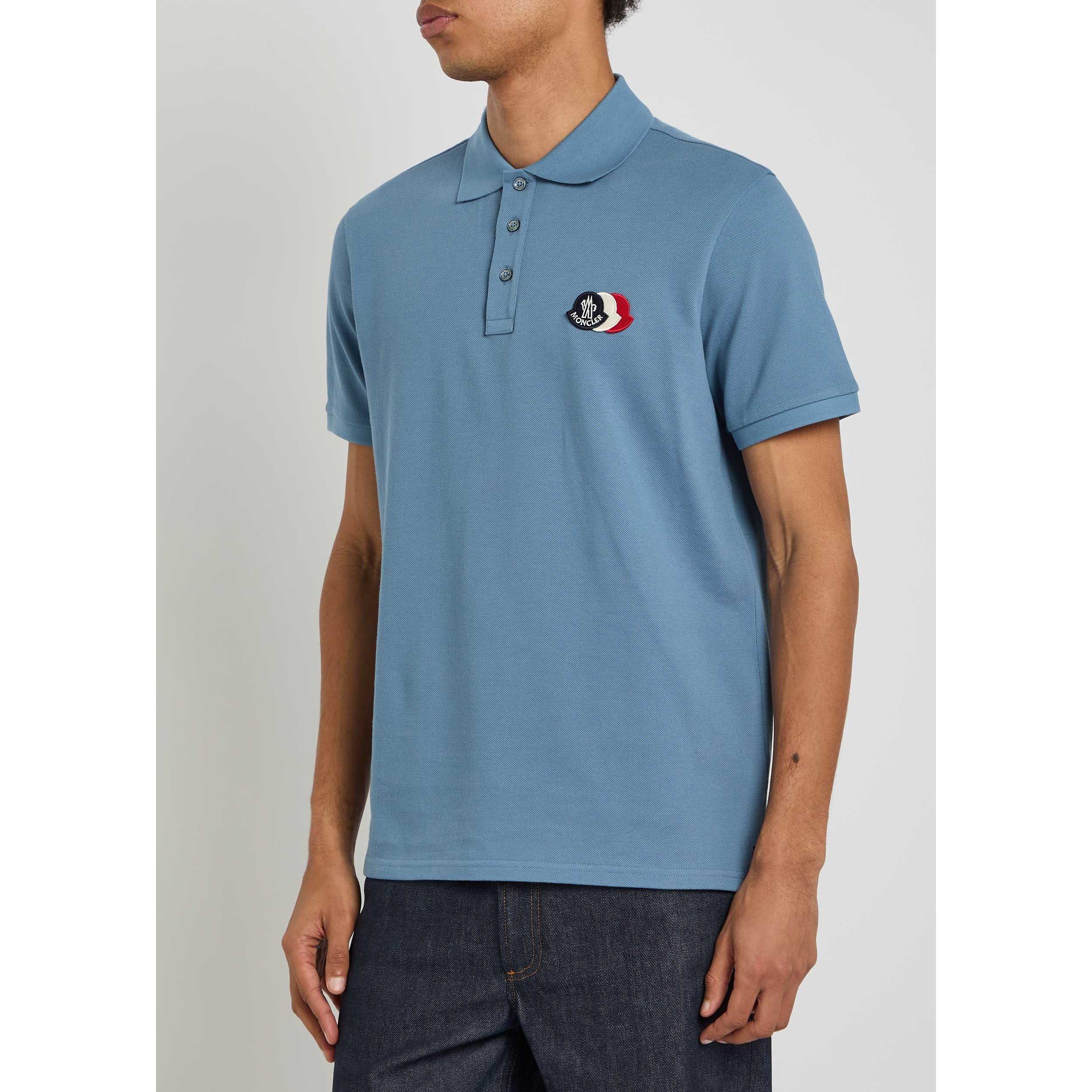 Moncler | Men's Tri Logo Cotton Short-Sleeve Polo Shirt | HARVEY