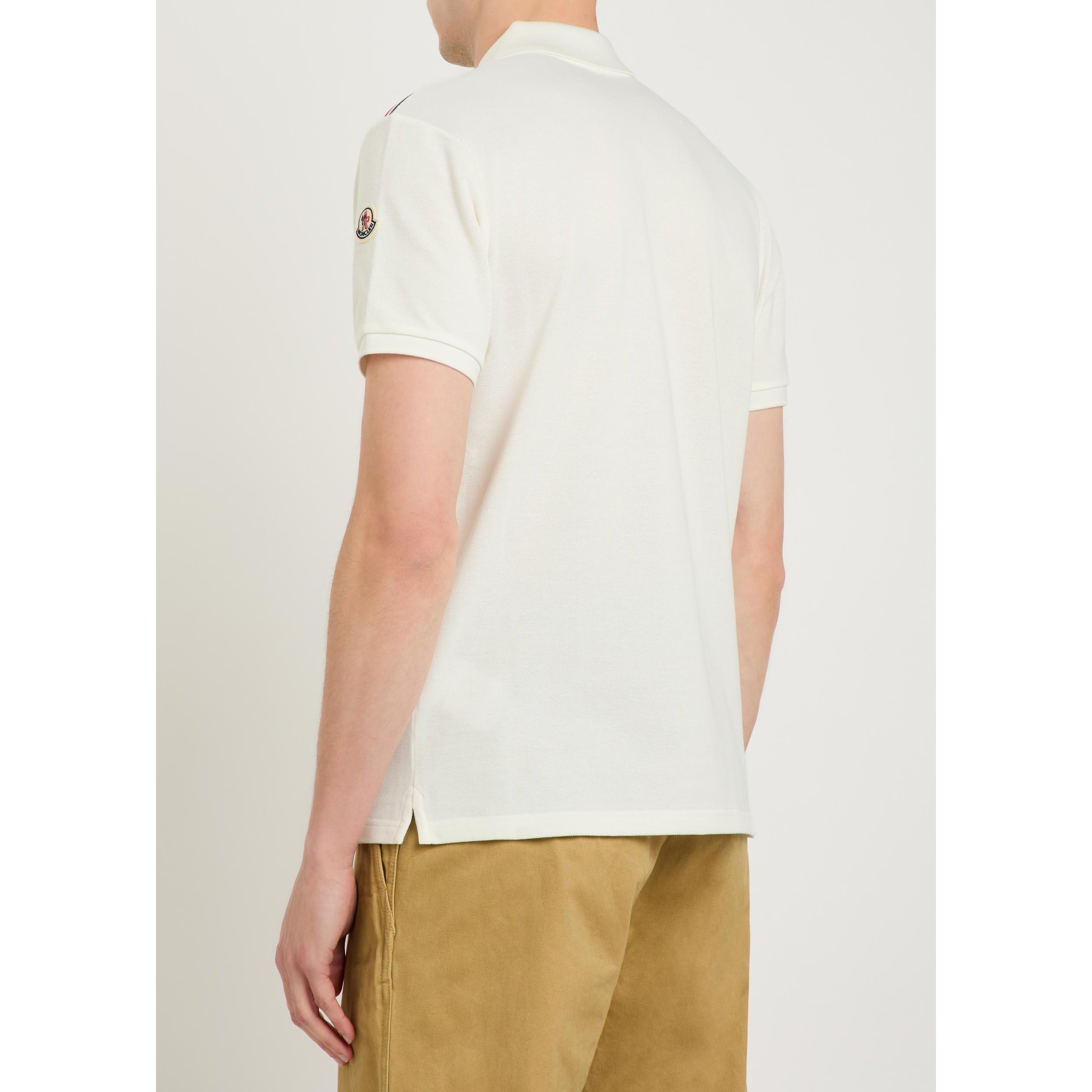 WHITE - Moncler - Men's Cotton Short-Sleeve Slim-Fit Polo Shirt - 3