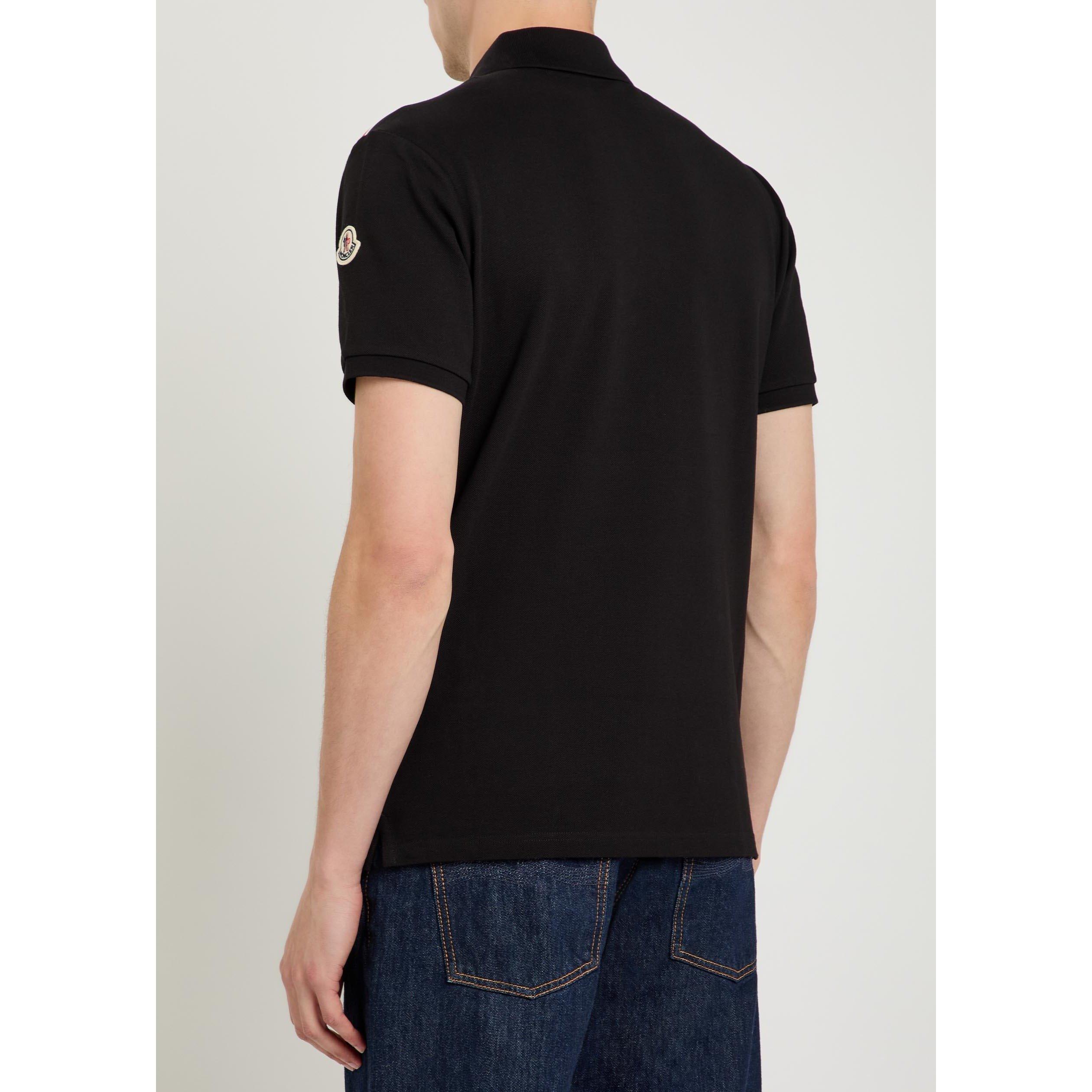 BLACK - Moncler - Men's Arm Logo Cotton Short-Sleeve Polo Shirt - 3