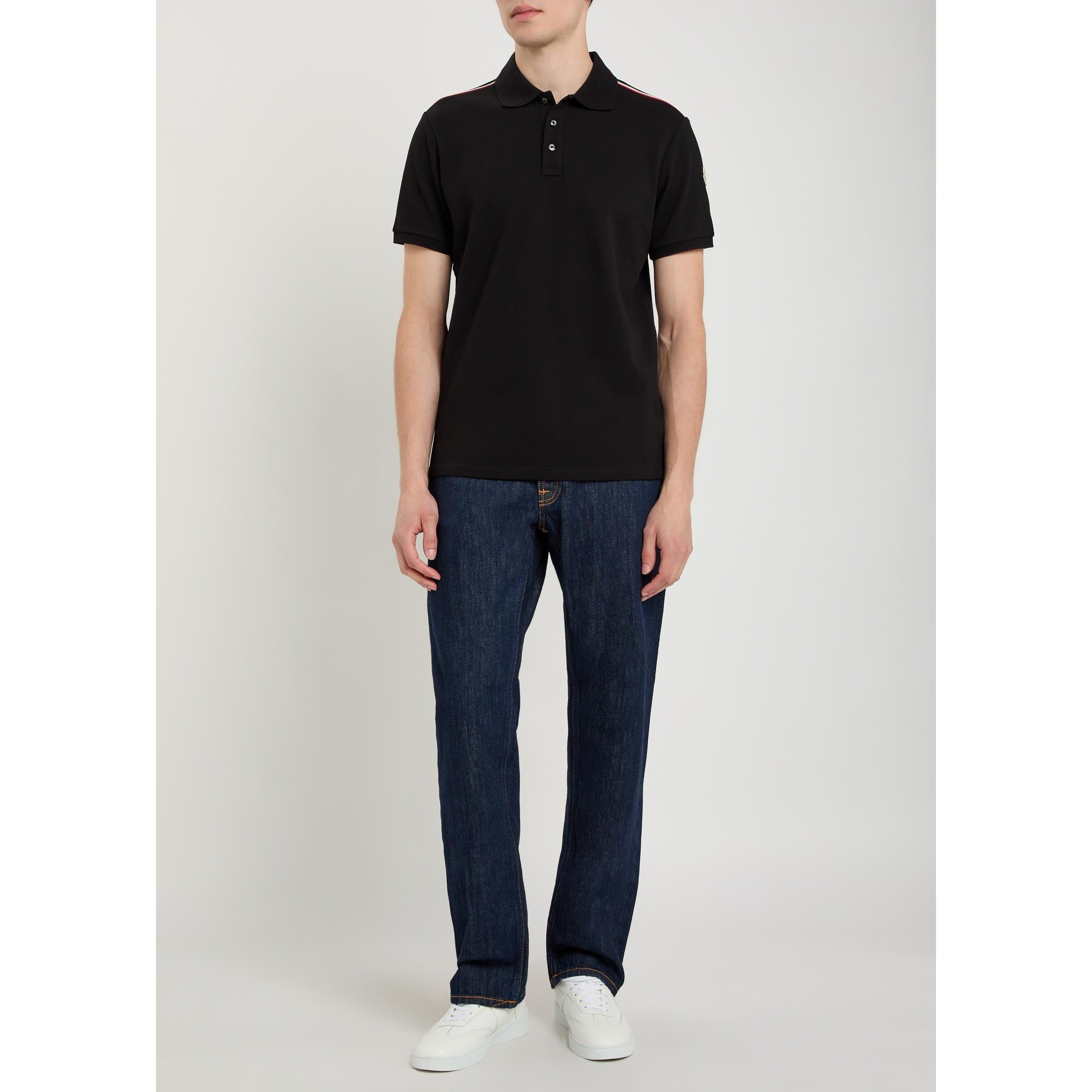 BLACK - Moncler - Men's Arm Logo Cotton Short-Sleeve Polo Shirt - 5